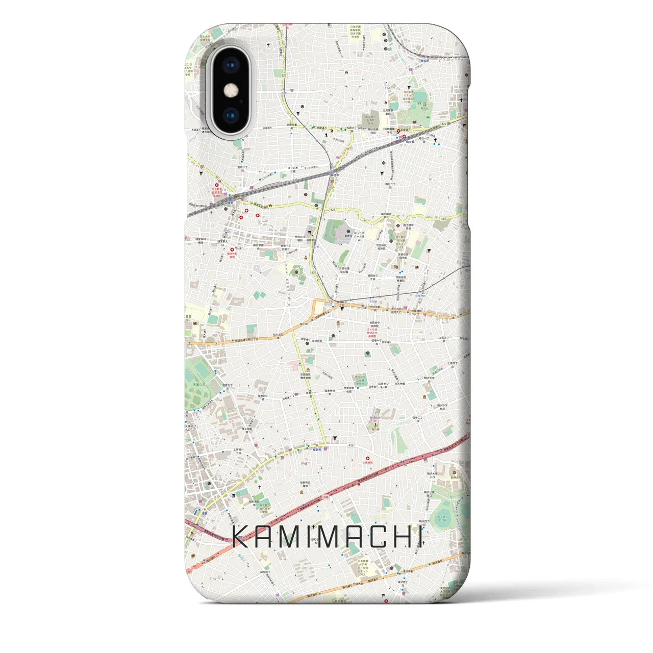 【上町(東京都)】地図柄iPhoneケース(バックカバータイプ)