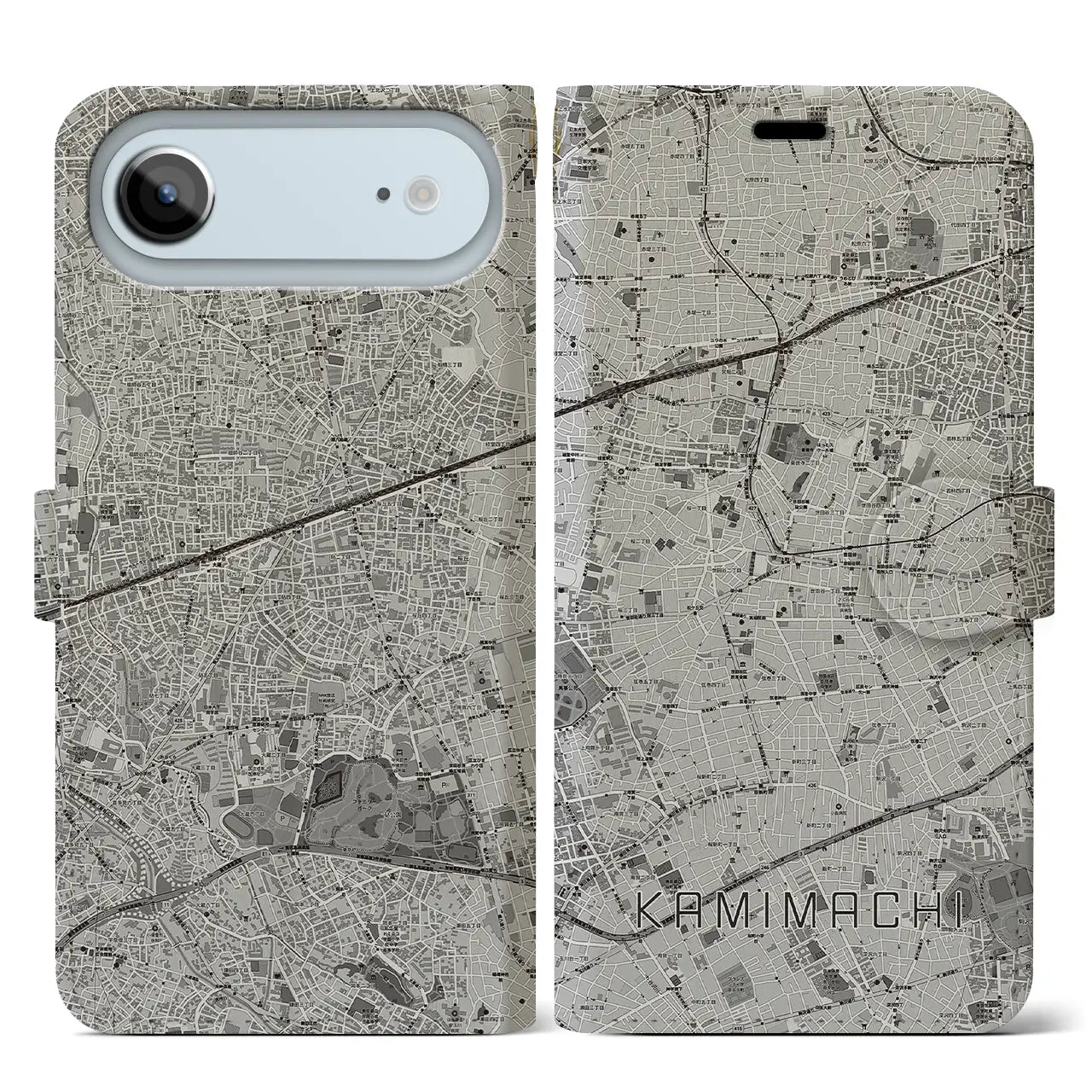 【上町(東京都)】地図柄iPhoneケース(手帳タイプ)