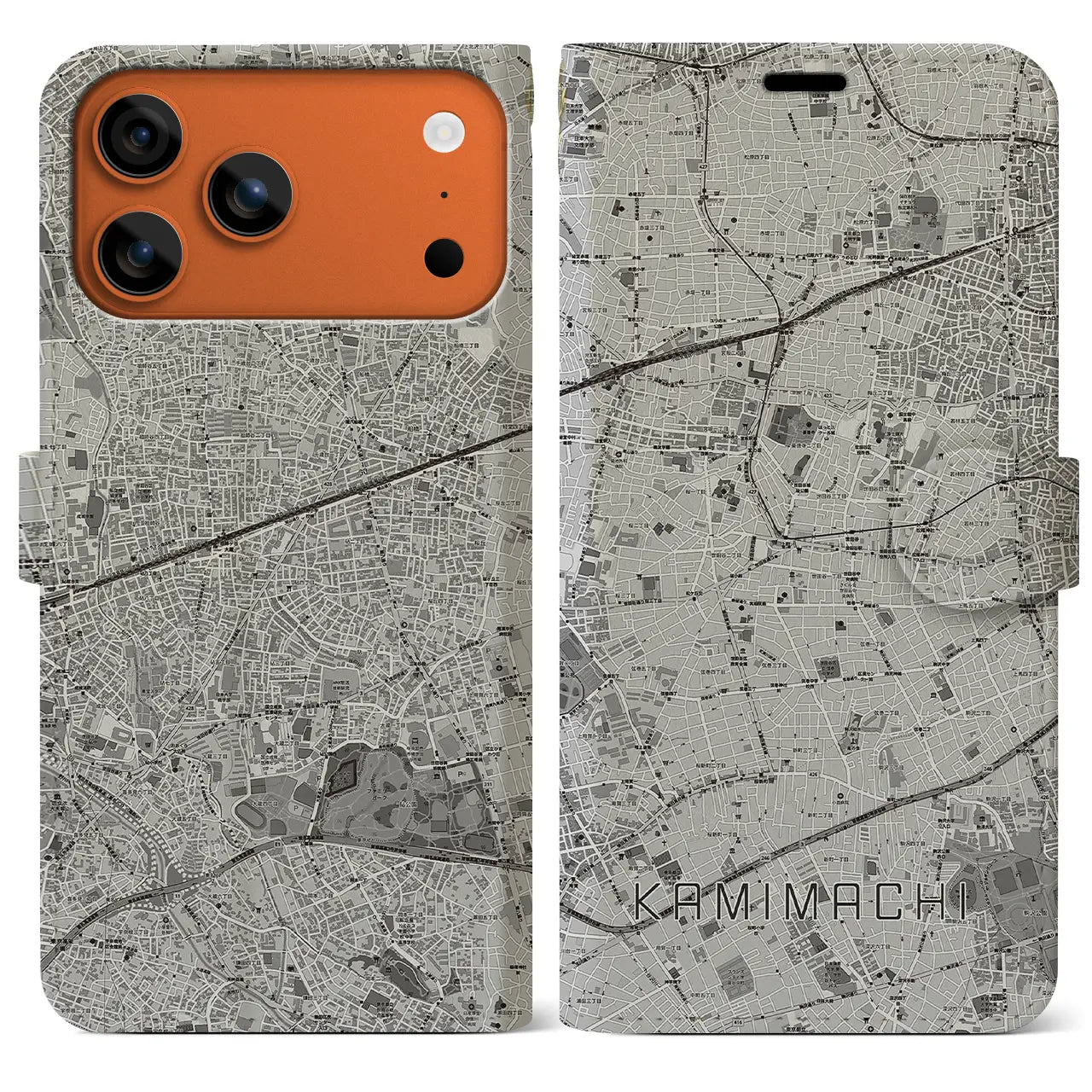 【上町(東京都)】地図柄iPhoneケース(手帳タイプ)