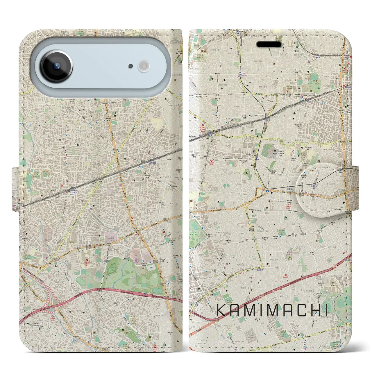 【上町(東京都)】地図柄iPhoneケース(手帳タイプ)