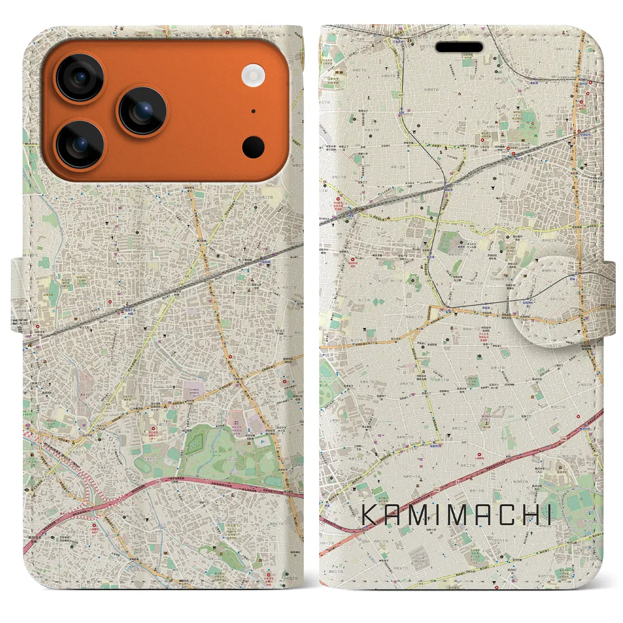 【上町(東京都)】地図柄iPhoneケース(手帳タイプ)