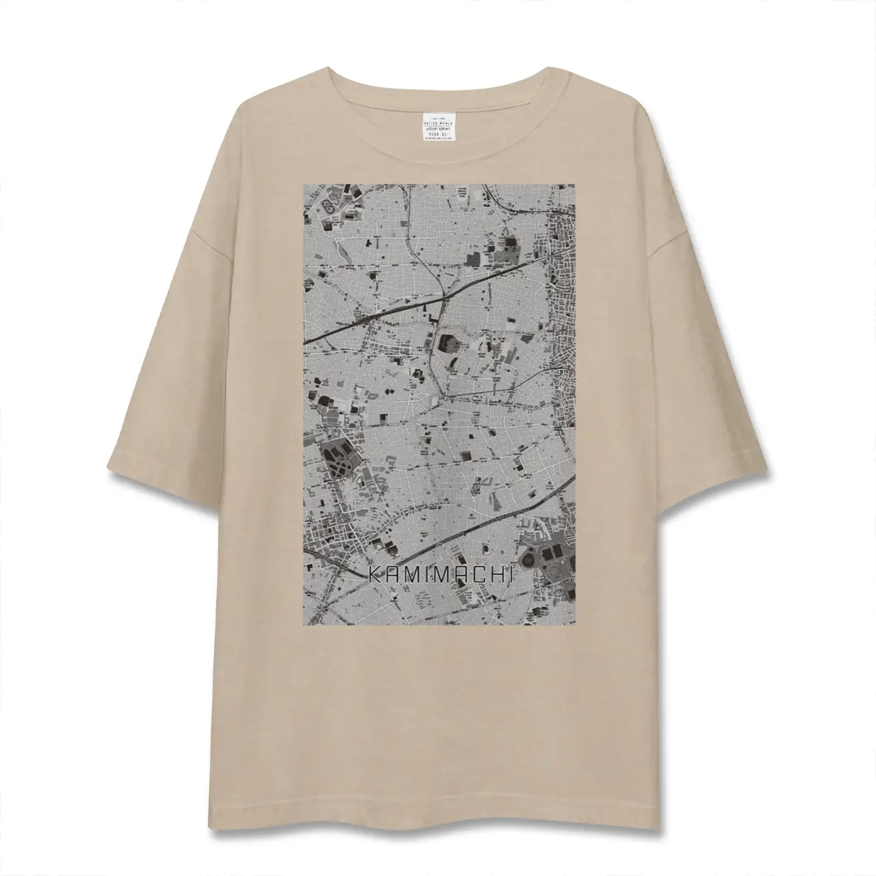 【上町(東京都)】地図柄ビッグシルエットTシャツ