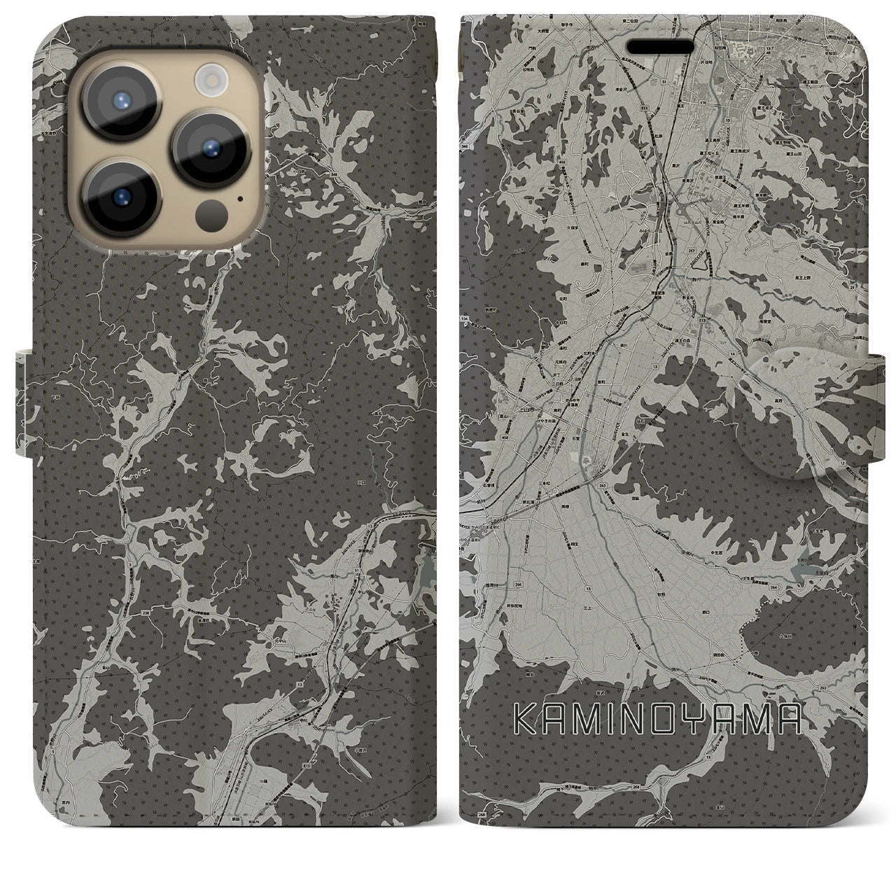 【上山(山形県)】地図柄iPhoneケース(手帳タイプ)