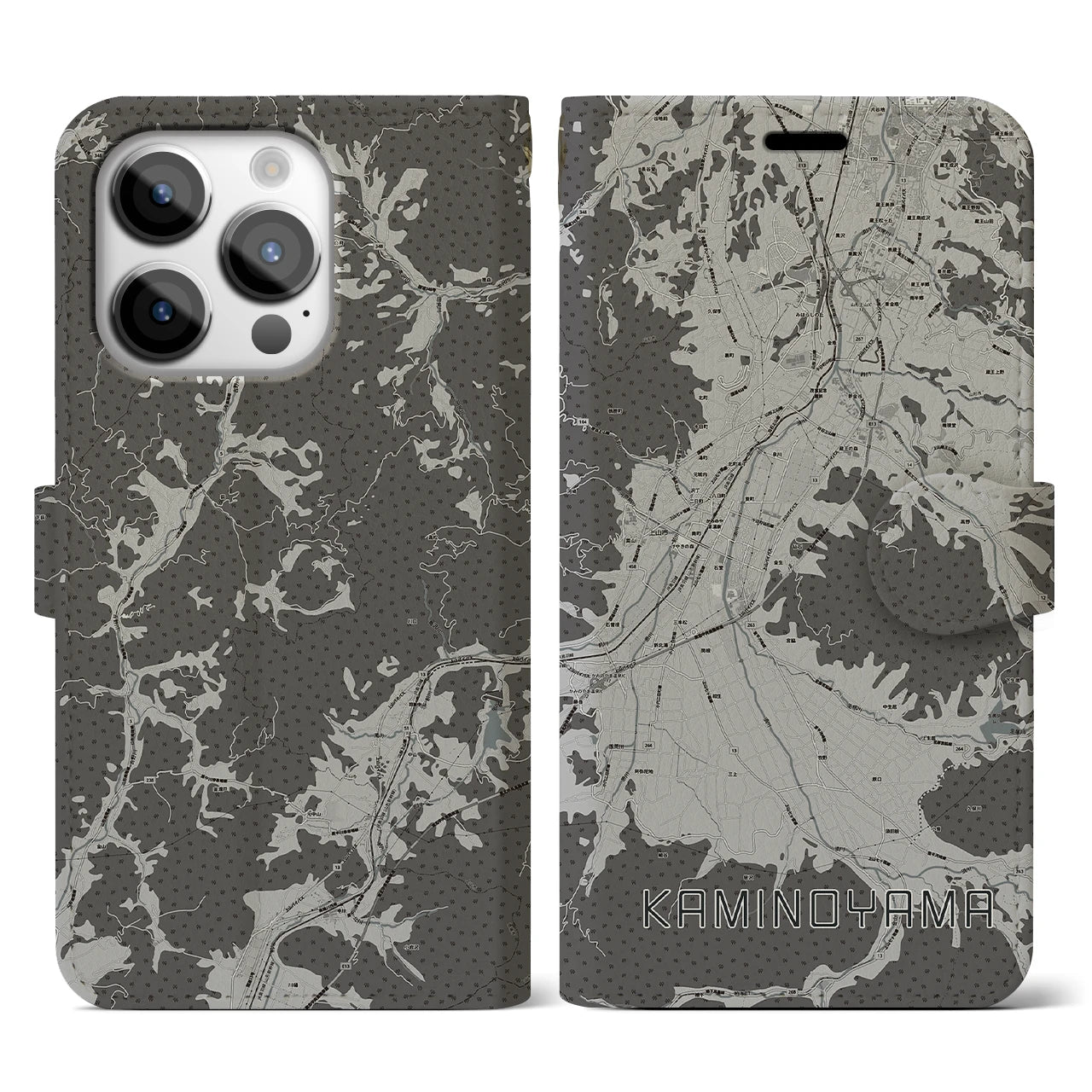 【上山(山形県)】地図柄iPhoneケース(手帳タイプ)