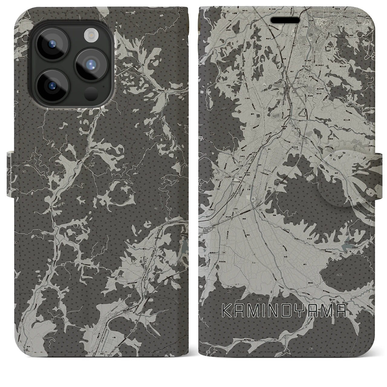 【上山(山形県)】地図柄iPhoneケース(手帳タイプ)