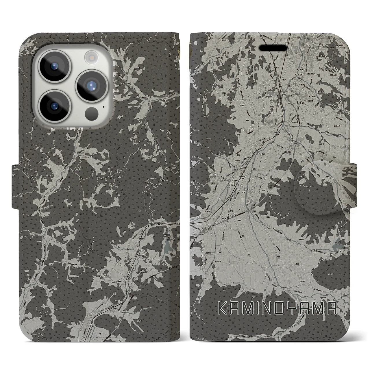 【上山(山形県)】地図柄iPhoneケース(手帳タイプ)