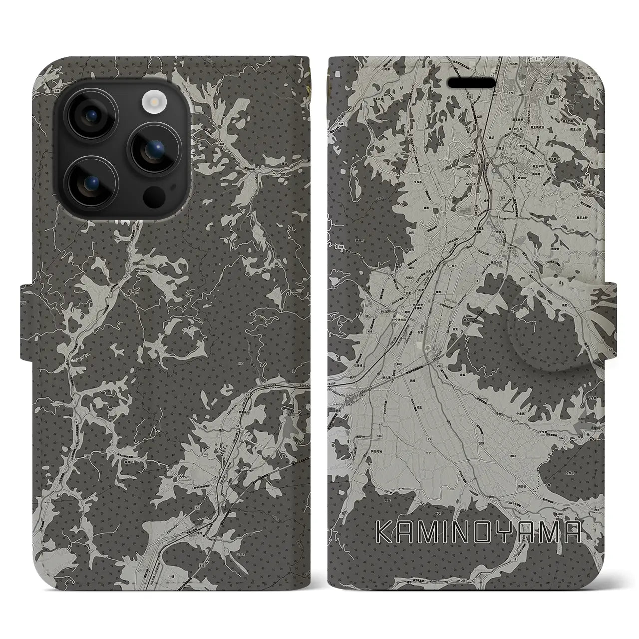 【上山(山形県)】地図柄iPhoneケース(手帳タイプ)