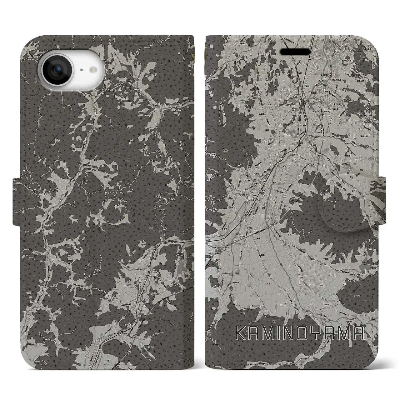 【上山(山形県)】地図柄iPhoneケース(手帳タイプ)