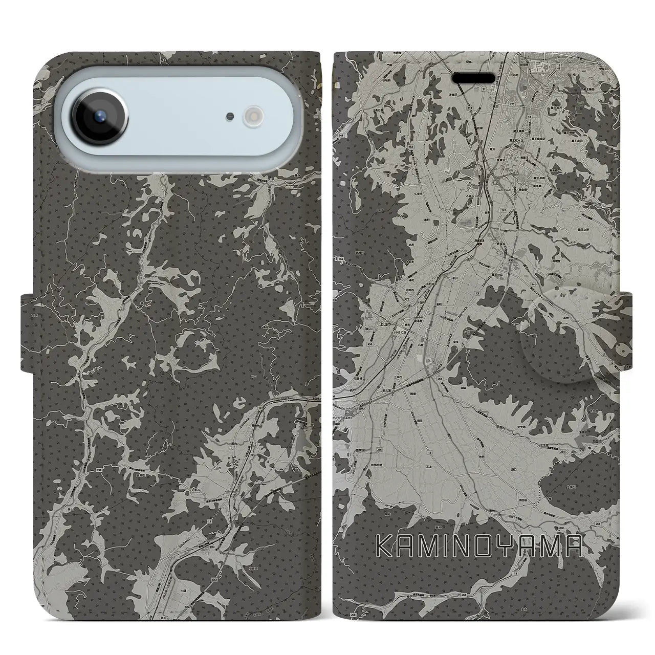 【上山(山形県)】地図柄iPhoneケース(手帳タイプ)