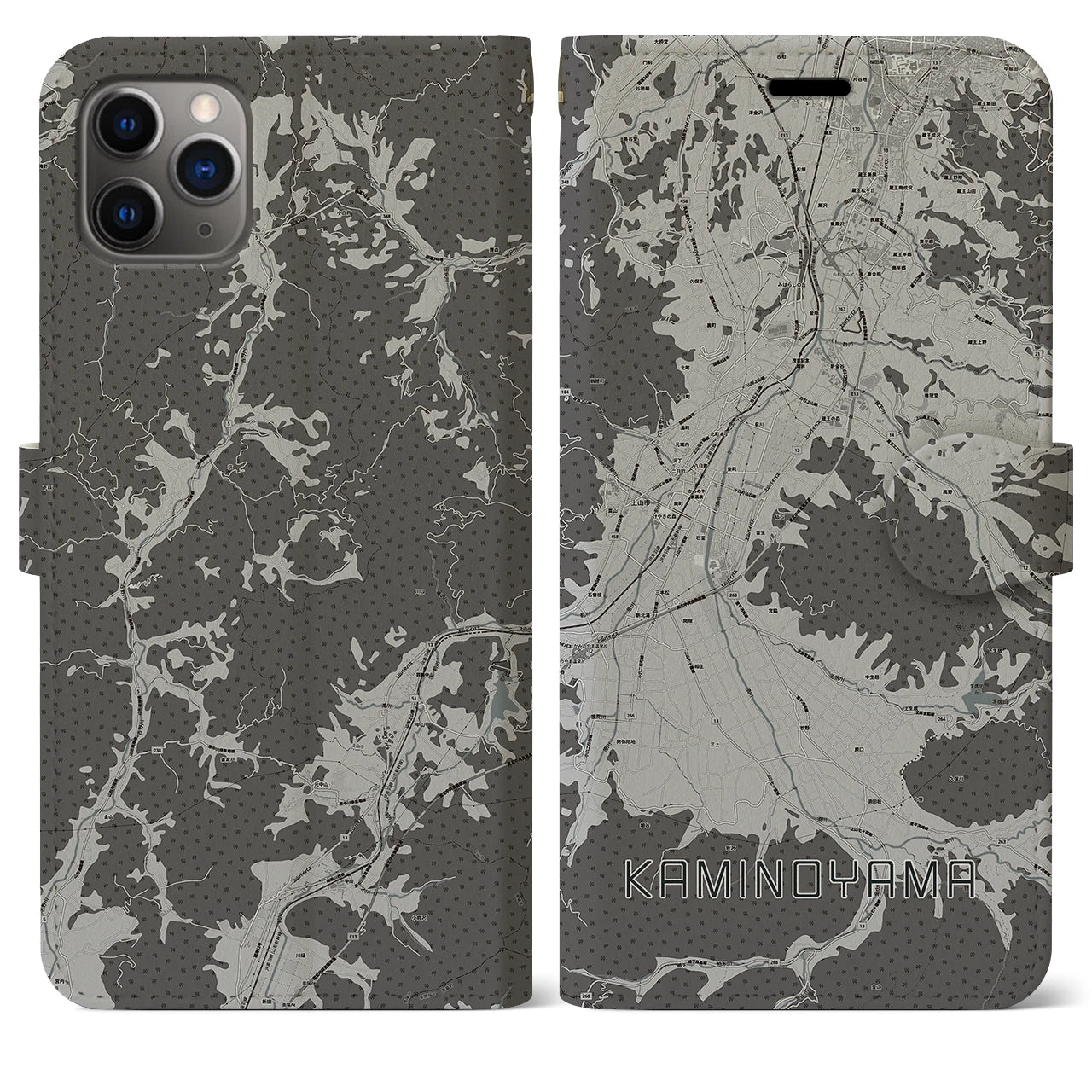 【上山(山形県)】地図柄iPhoneケース(手帳タイプ)