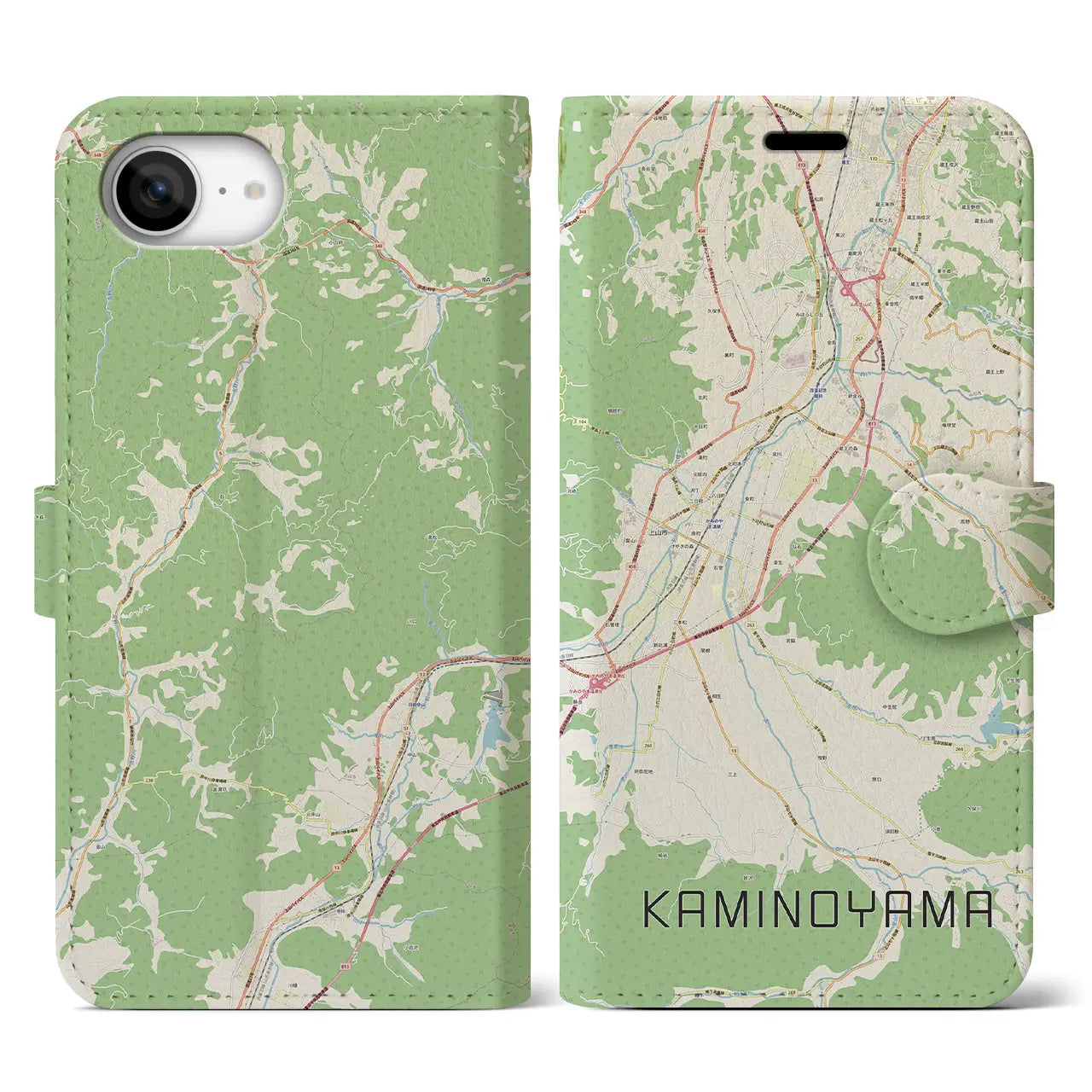 【上山(山形県)】地図柄iPhoneケース(手帳タイプ)