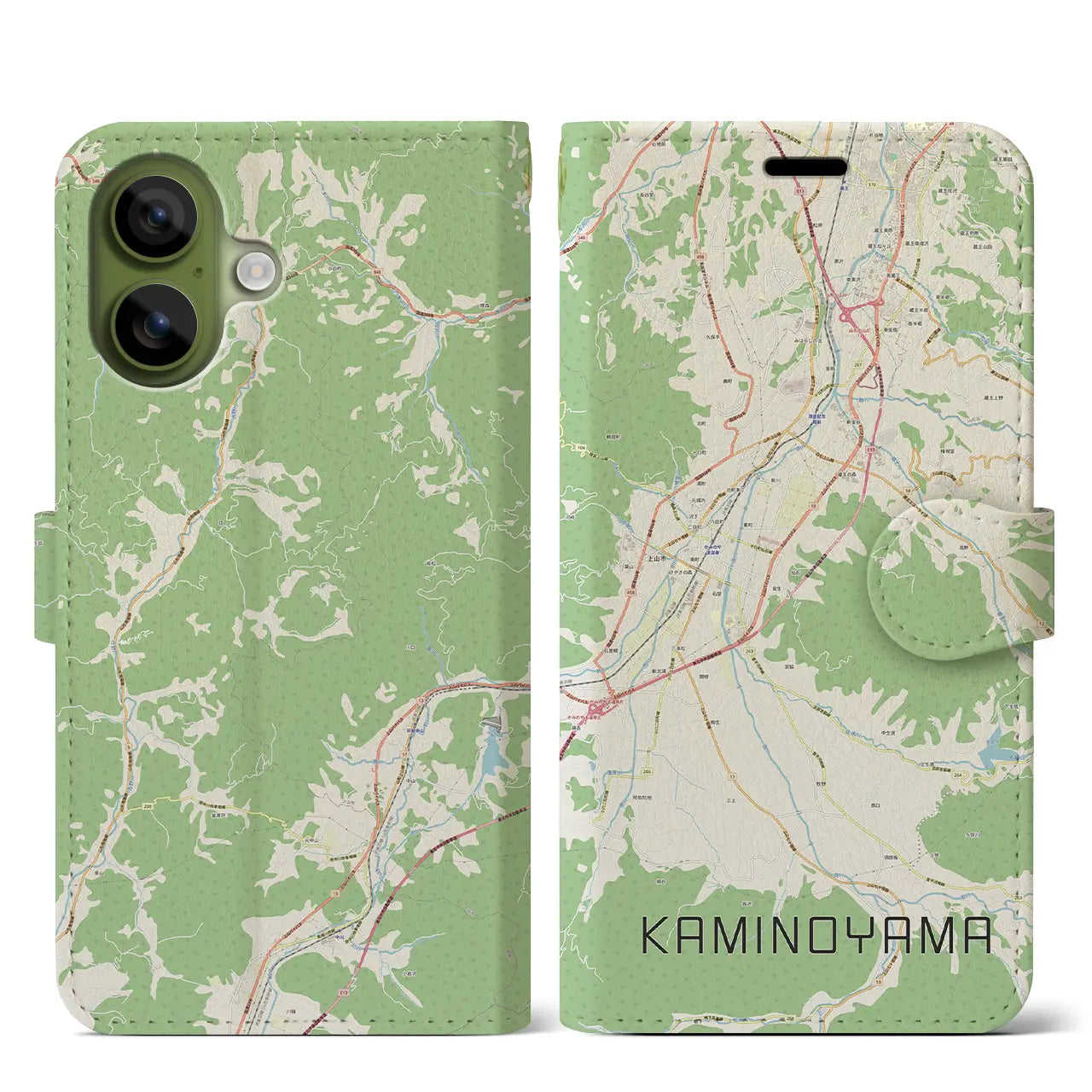 【上山(山形県)】地図柄iPhoneケース(手帳タイプ)