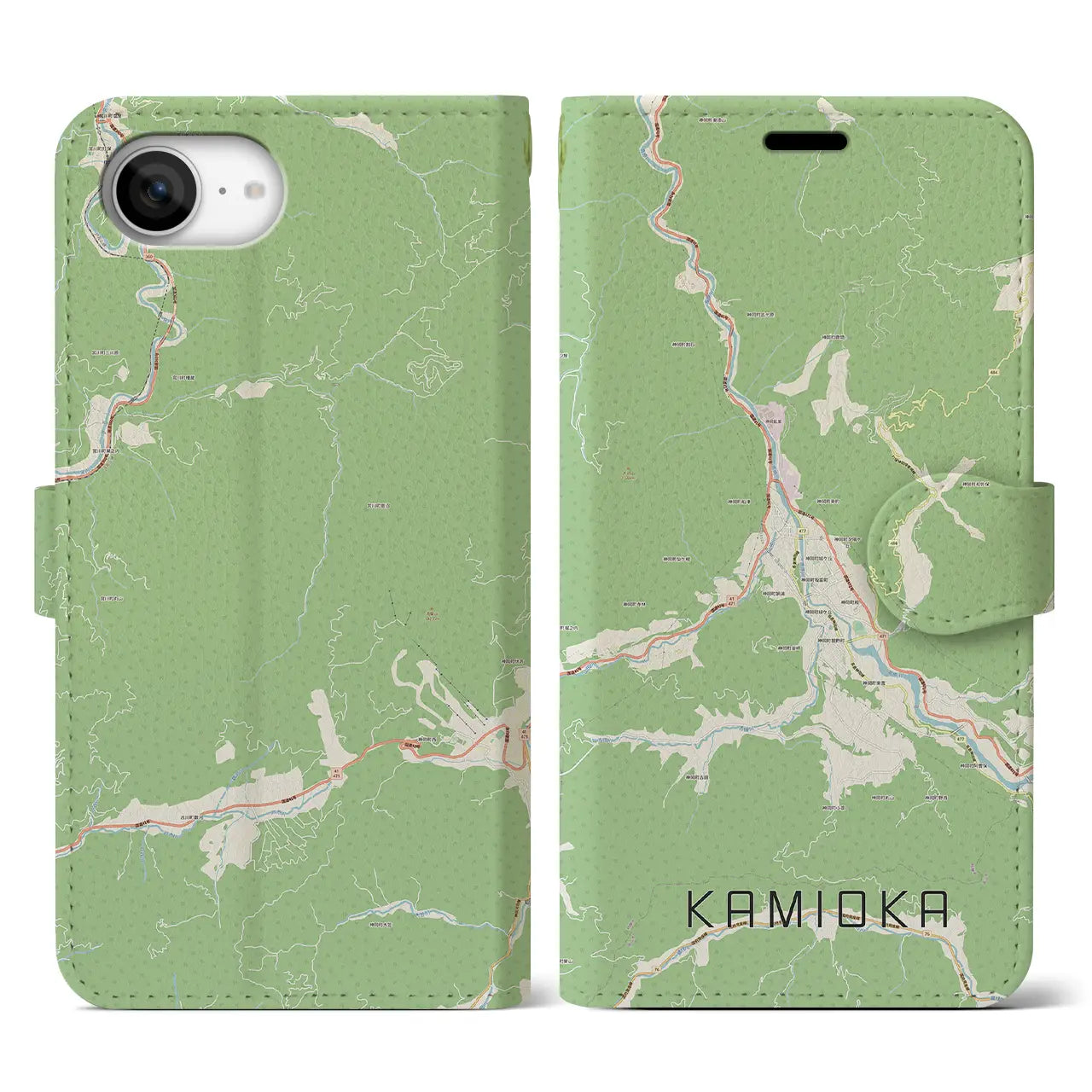 【神岡(岐阜県)】地図柄iPhoneケース(手帳タイプ)