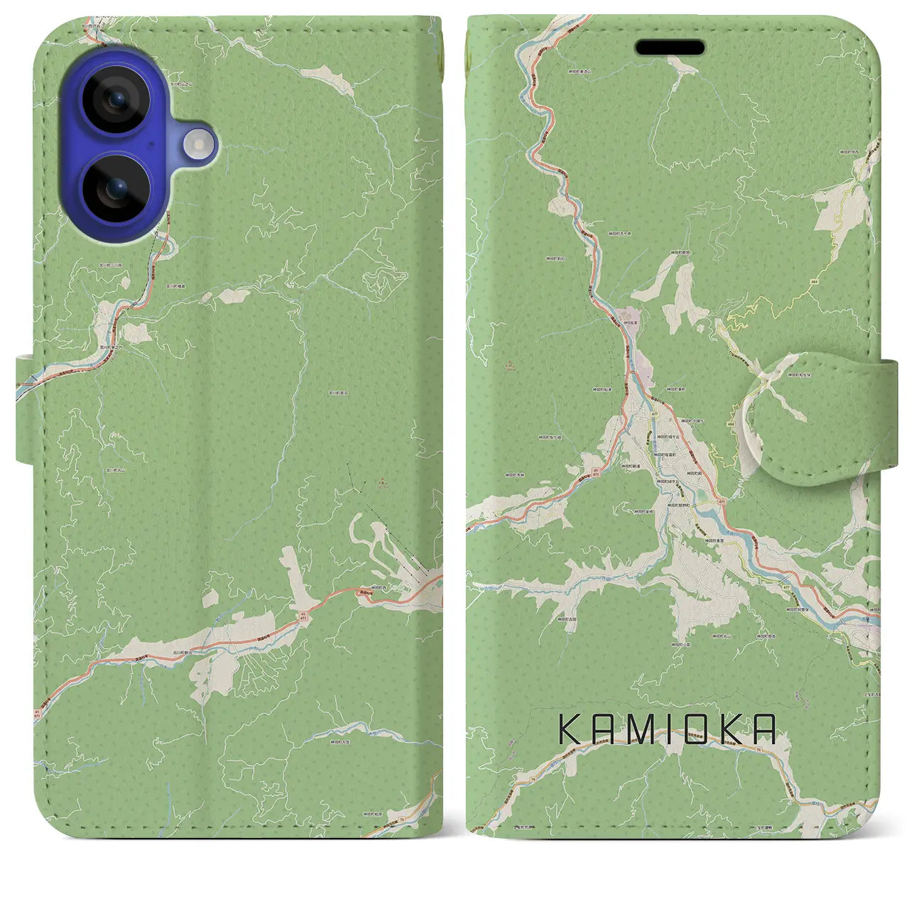 【神岡(岐阜県)】地図柄iPhoneケース(手帳タイプ)ナチュラル・iPhone 16 Pro Max 用