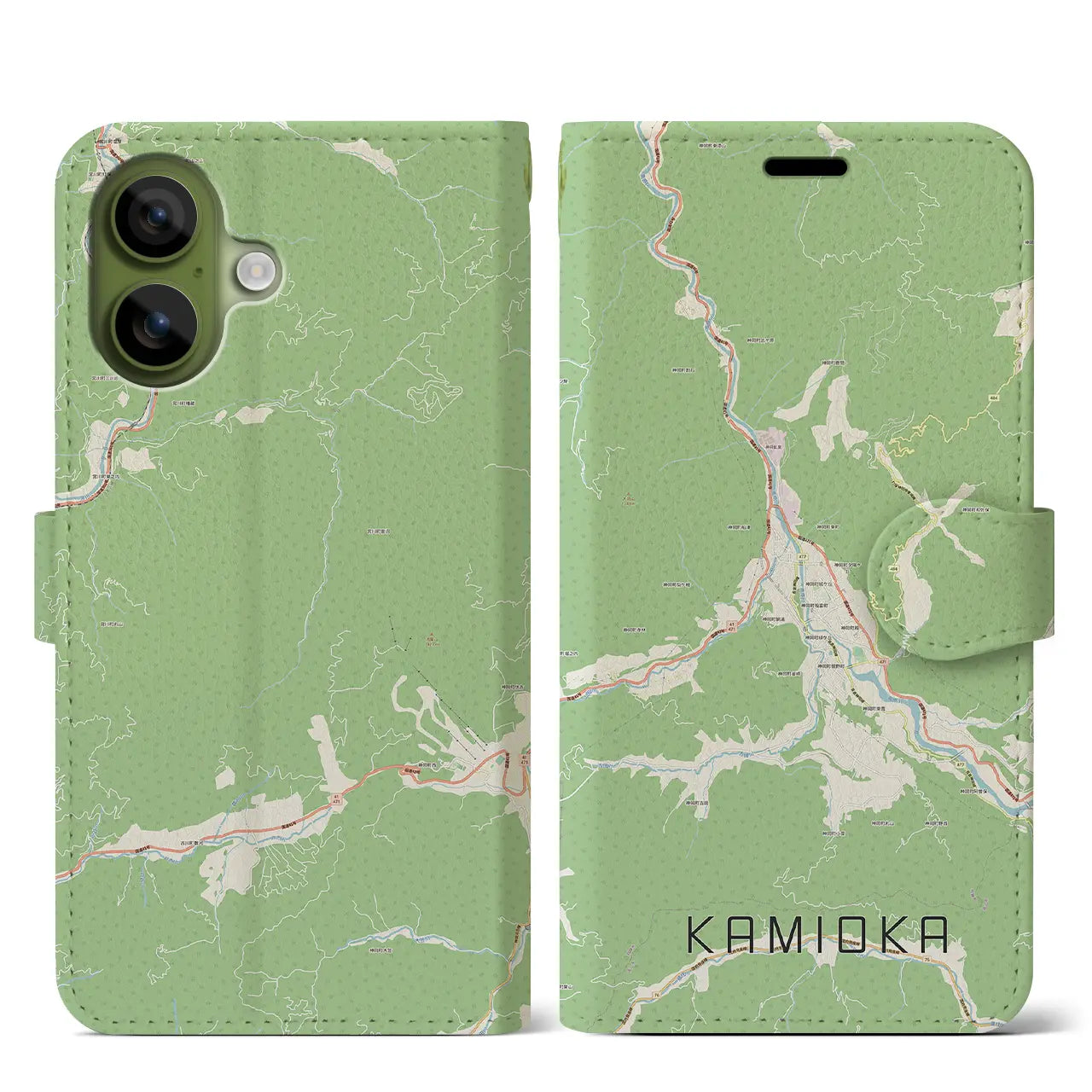 【神岡(岐阜県)】地図柄iPhoneケース(手帳タイプ)モノトーン・iPhone 17 Pro Max 用