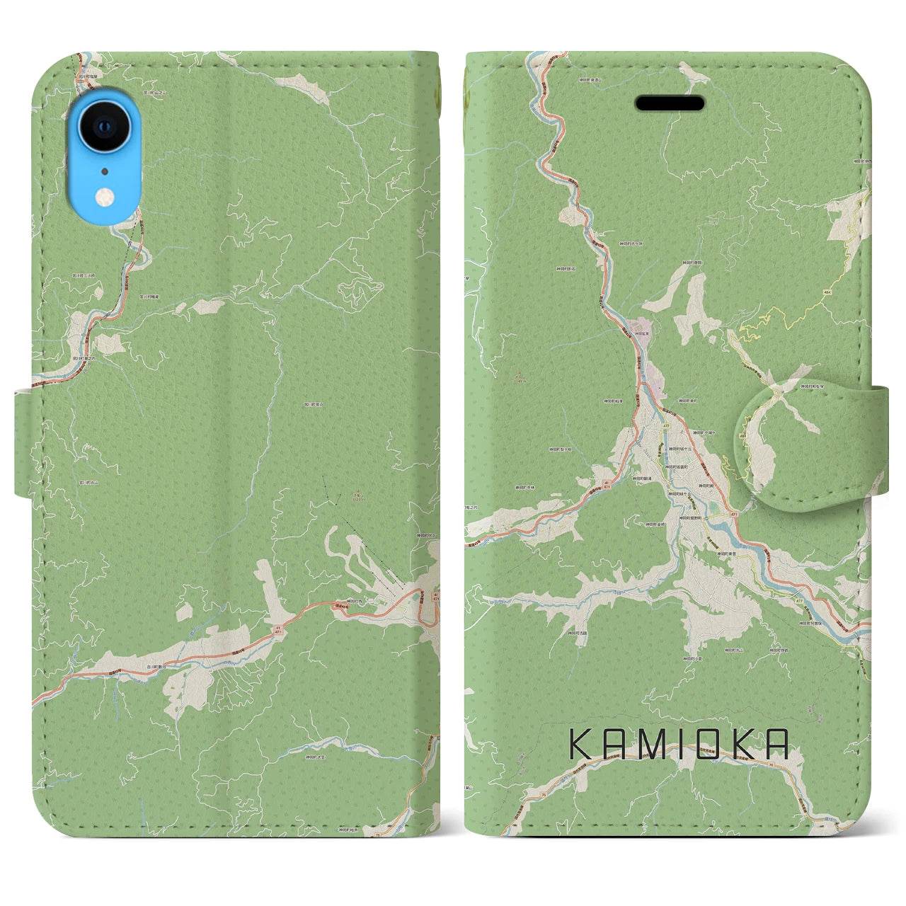 【神岡(岐阜県)】地図柄iPhoneケース(手帳タイプ)ナチュラル・iPhone XR 用
