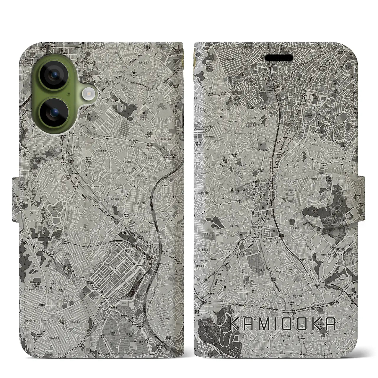 【上大岡(神奈川県)】地図柄iPhoneケース(手帳タイプ)