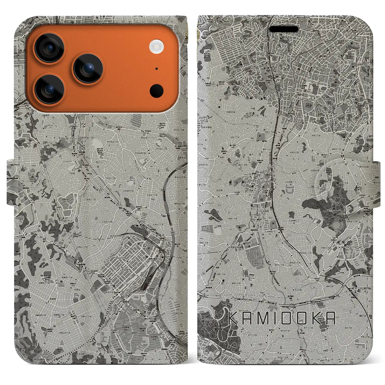 【上大岡(神奈川県)】地図柄iPhoneケース(手帳タイプ)