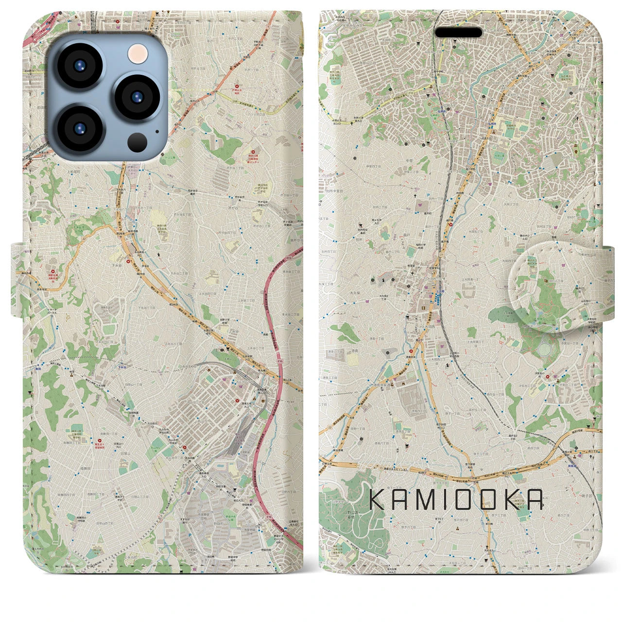 【上大岡(神奈川県)】地図柄iPhoneケース(手帳タイプ)