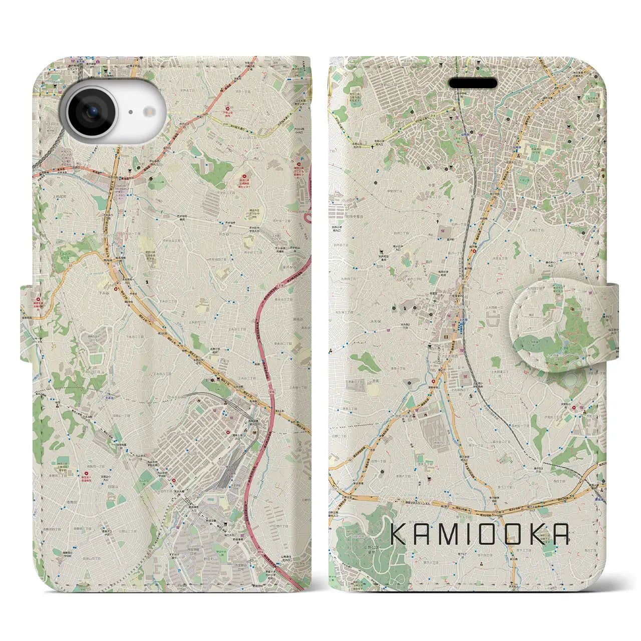 【上大岡(神奈川県)】地図柄iPhoneケース(手帳タイプ)