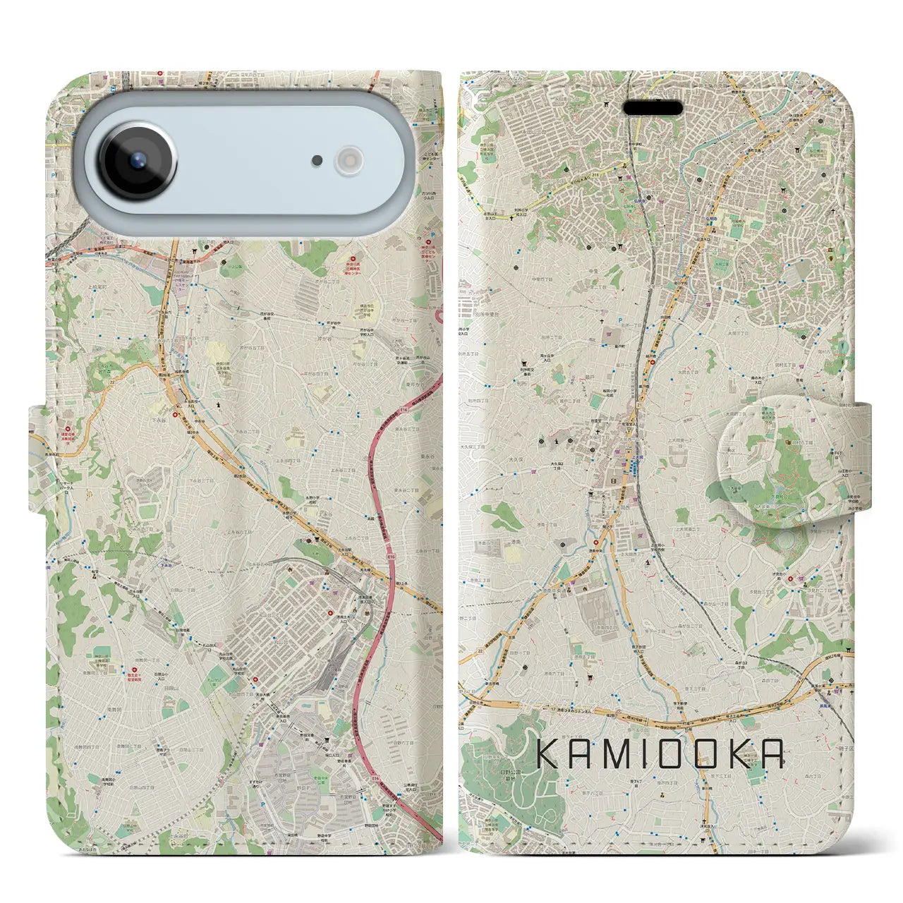 【上大岡(神奈川県)】地図柄iPhoneケース(手帳タイプ)