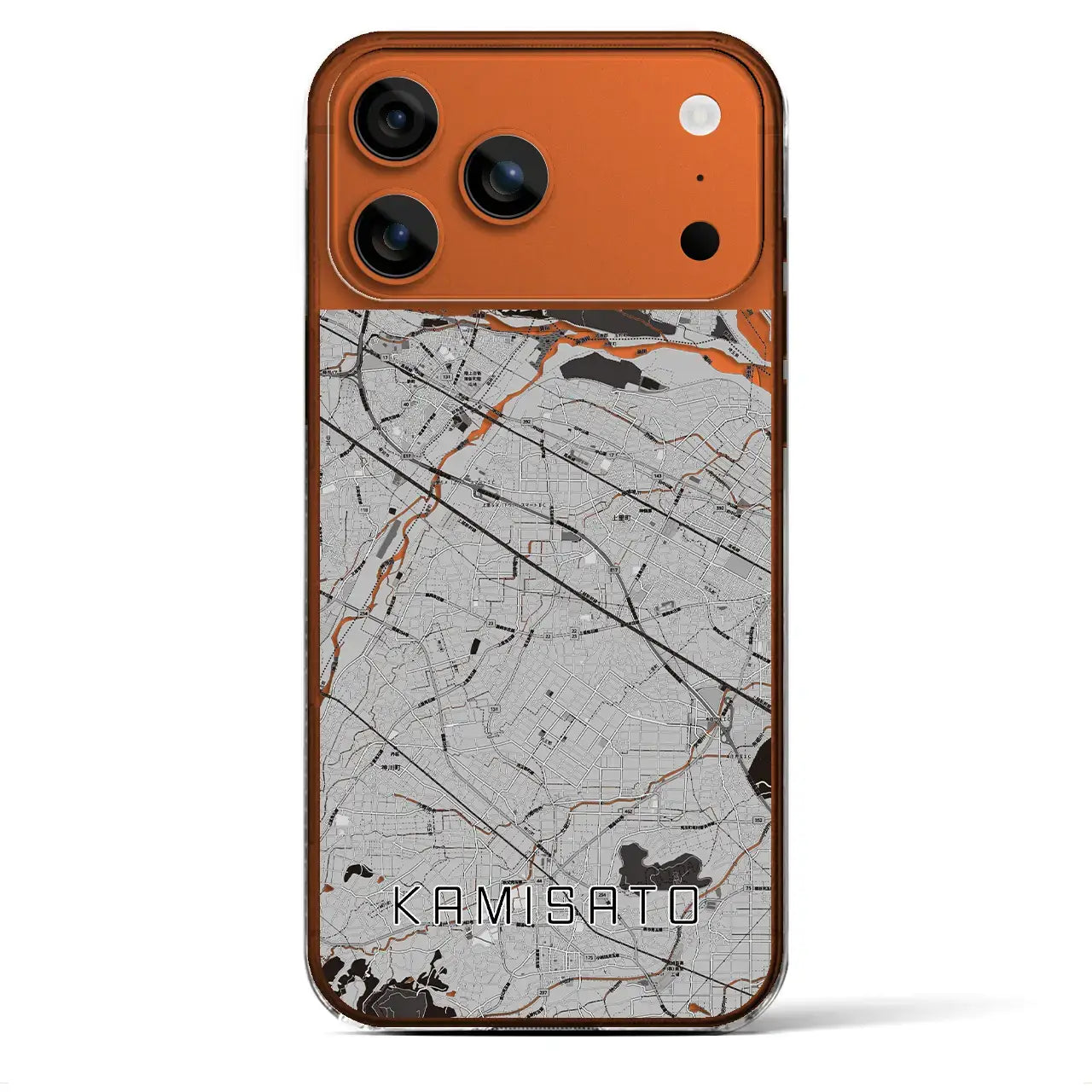 【上里(埼玉県)】地図柄iPhoneケース(クリアタイプ)モノトーン・iPhone 17 Pro Max 用