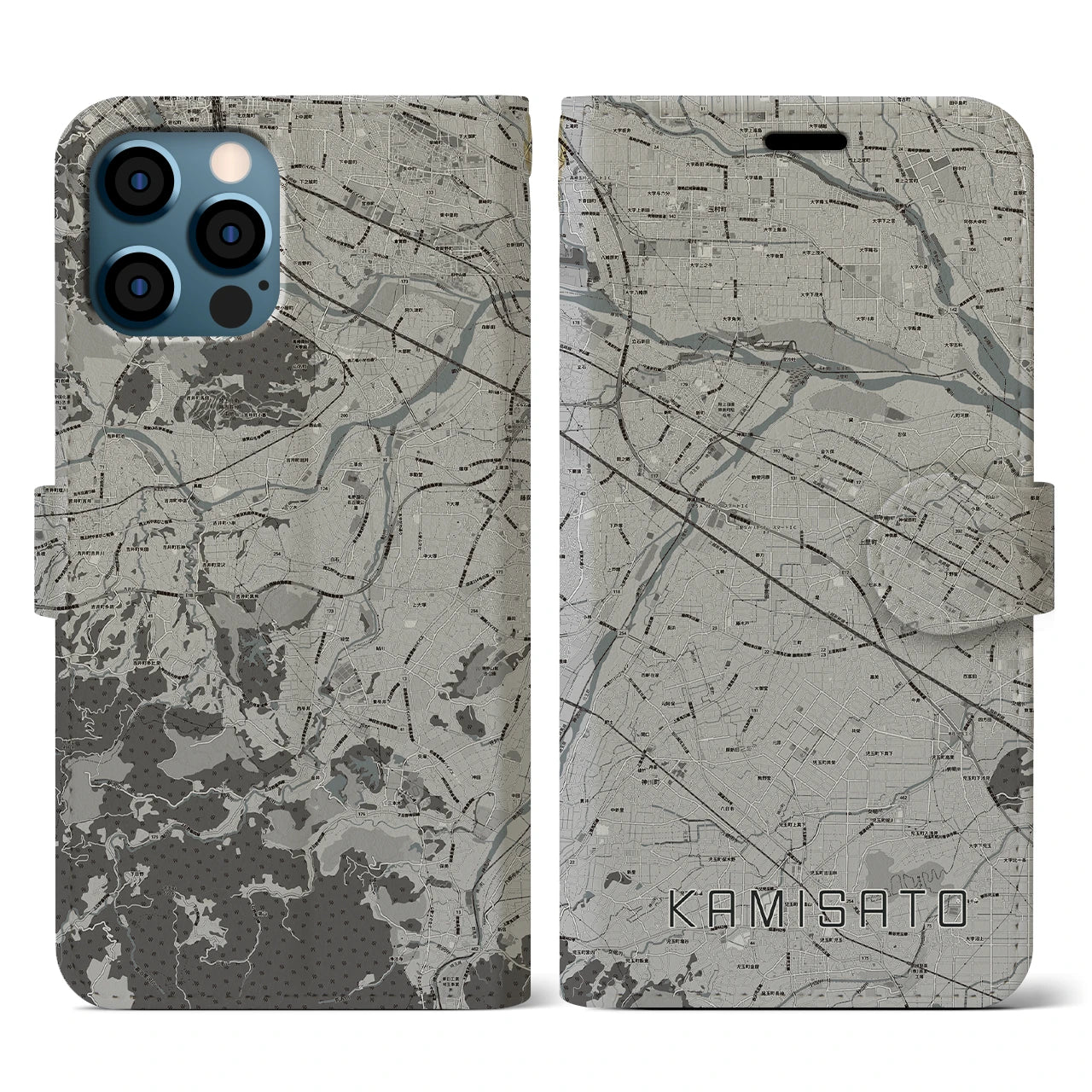 【上里(埼玉県)】地図柄iPhoneケース(手帳タイプ)