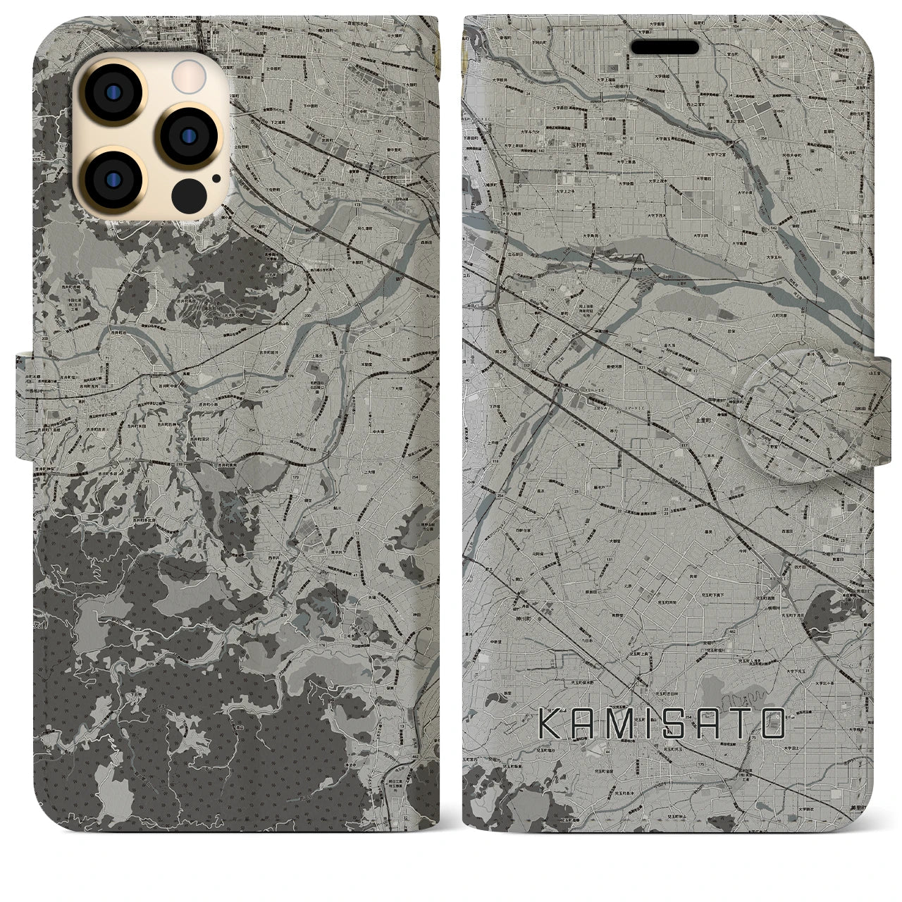 【上里(埼玉県)】地図柄iPhoneケース(手帳タイプ)