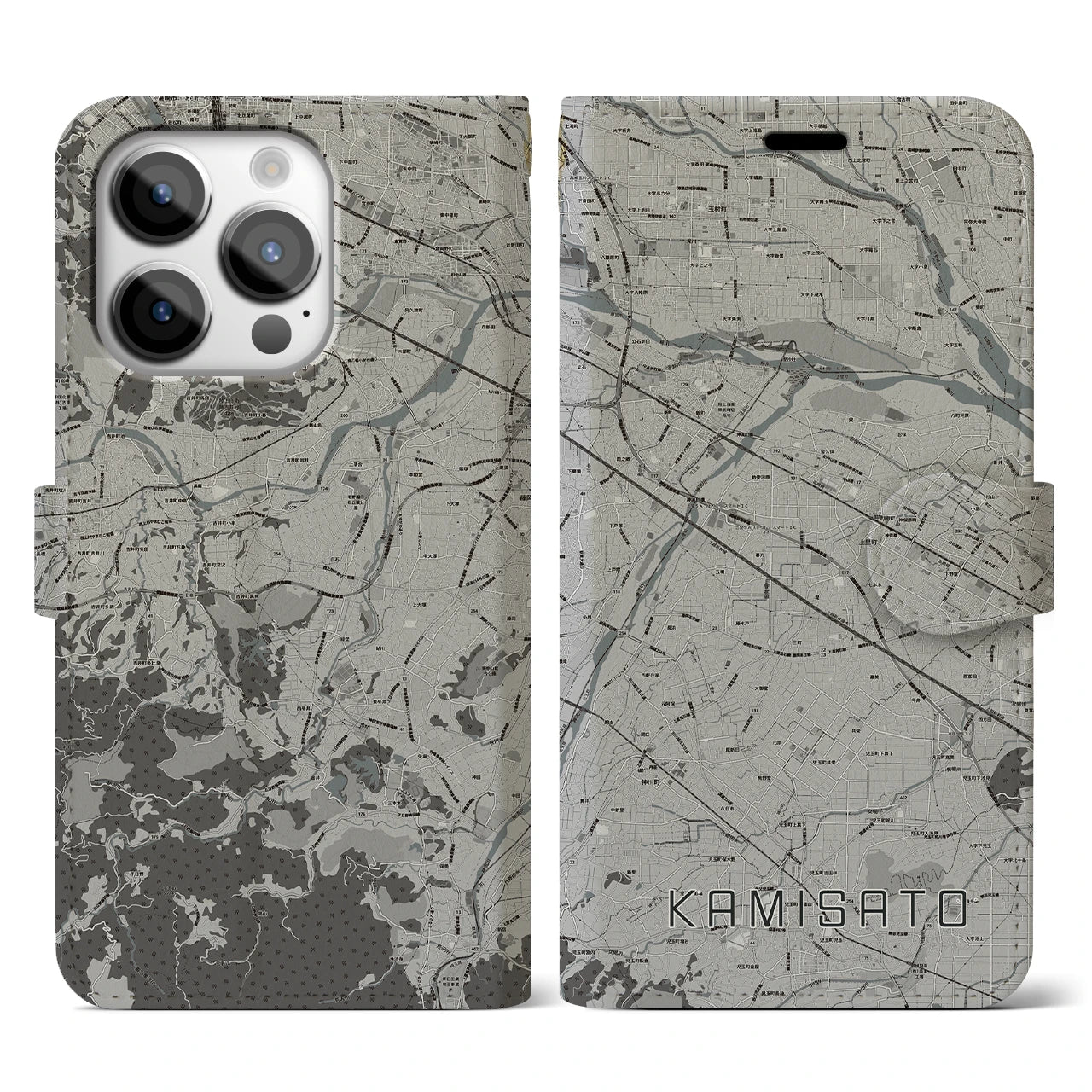 【上里(埼玉県)】地図柄iPhoneケース(手帳タイプ)