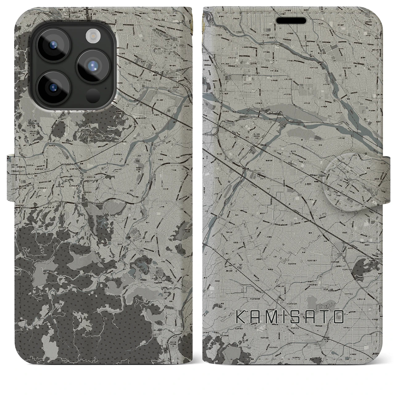 【上里(埼玉県)】地図柄iPhoneケース(手帳タイプ)