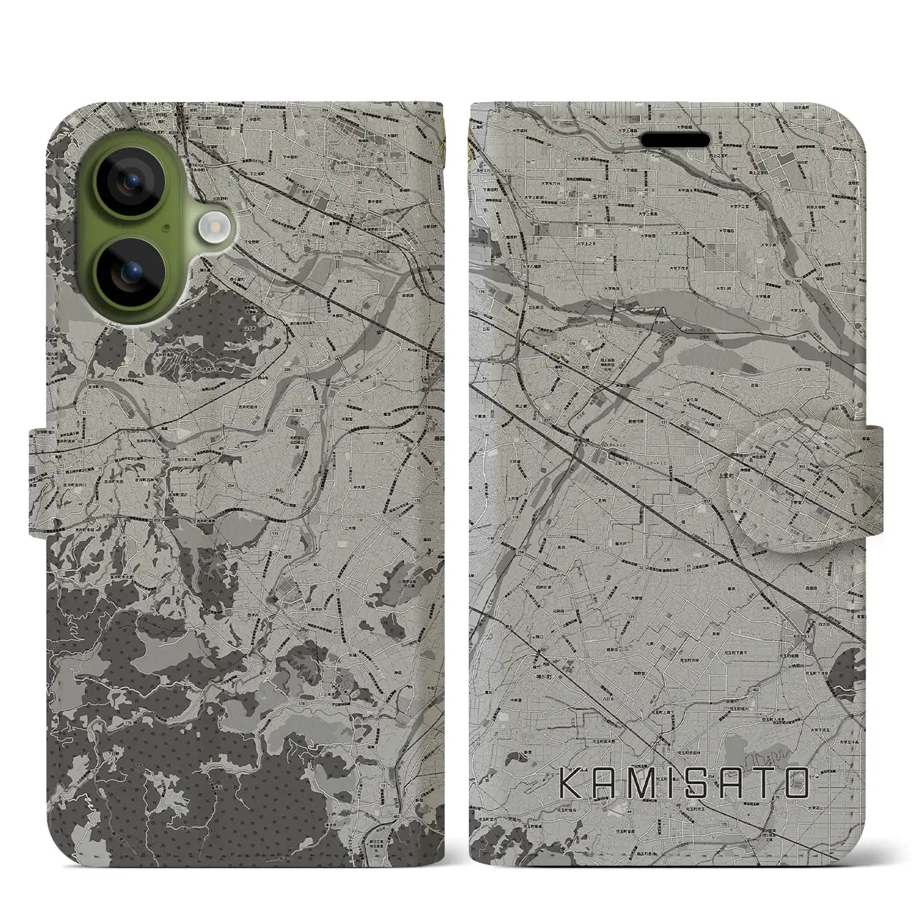 【上里(埼玉県)】地図柄iPhoneケース(手帳タイプ)