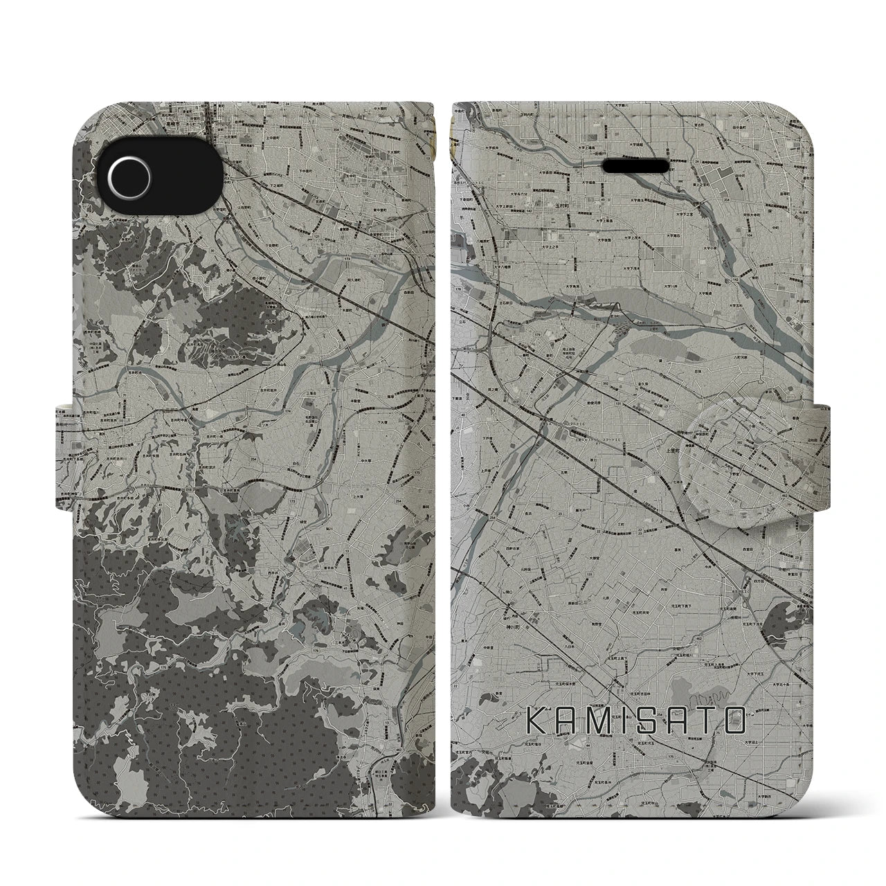 【上里(埼玉県)】地図柄iPhoneケース(手帳タイプ)