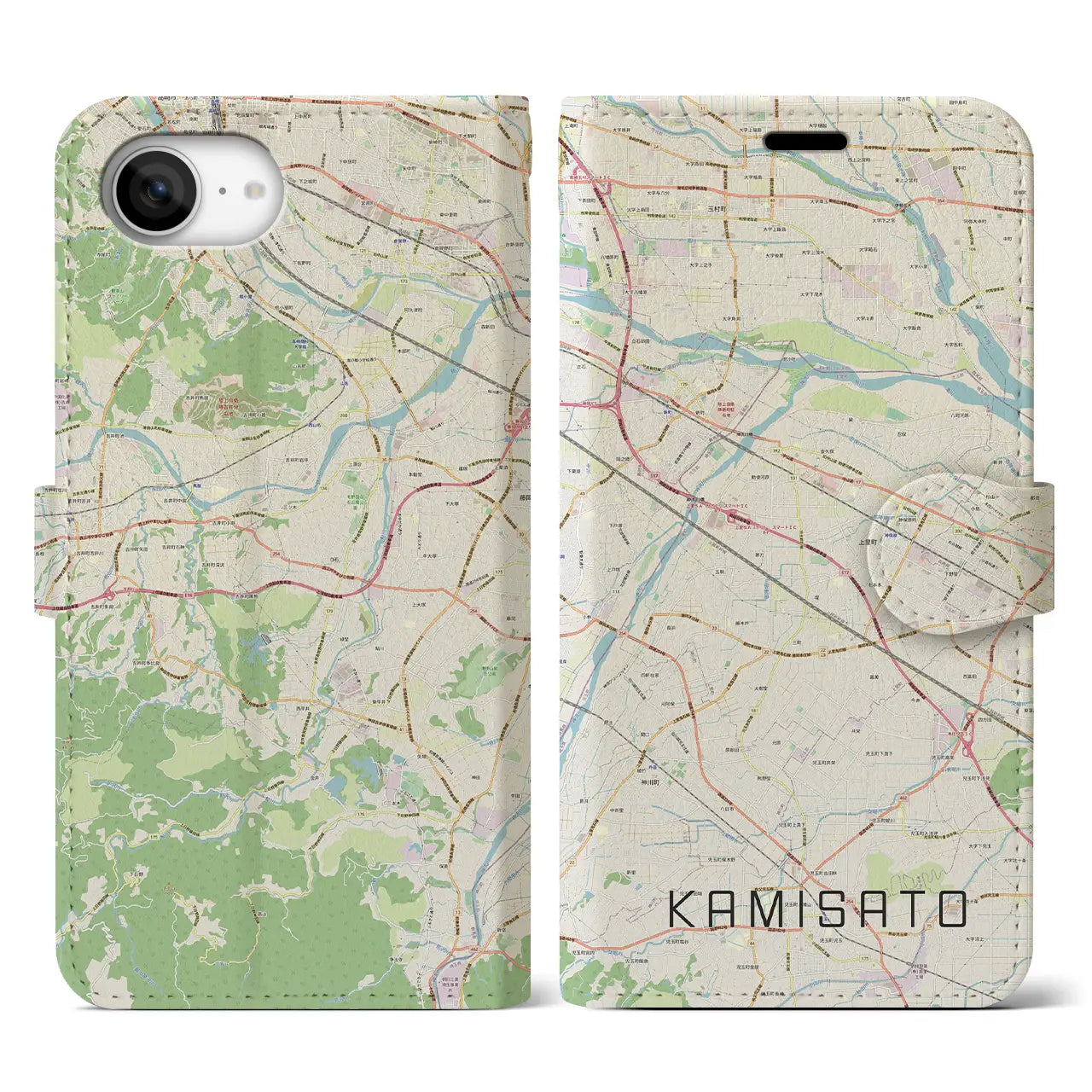 【上里(埼玉県)】地図柄iPhoneケース(手帳タイプ)