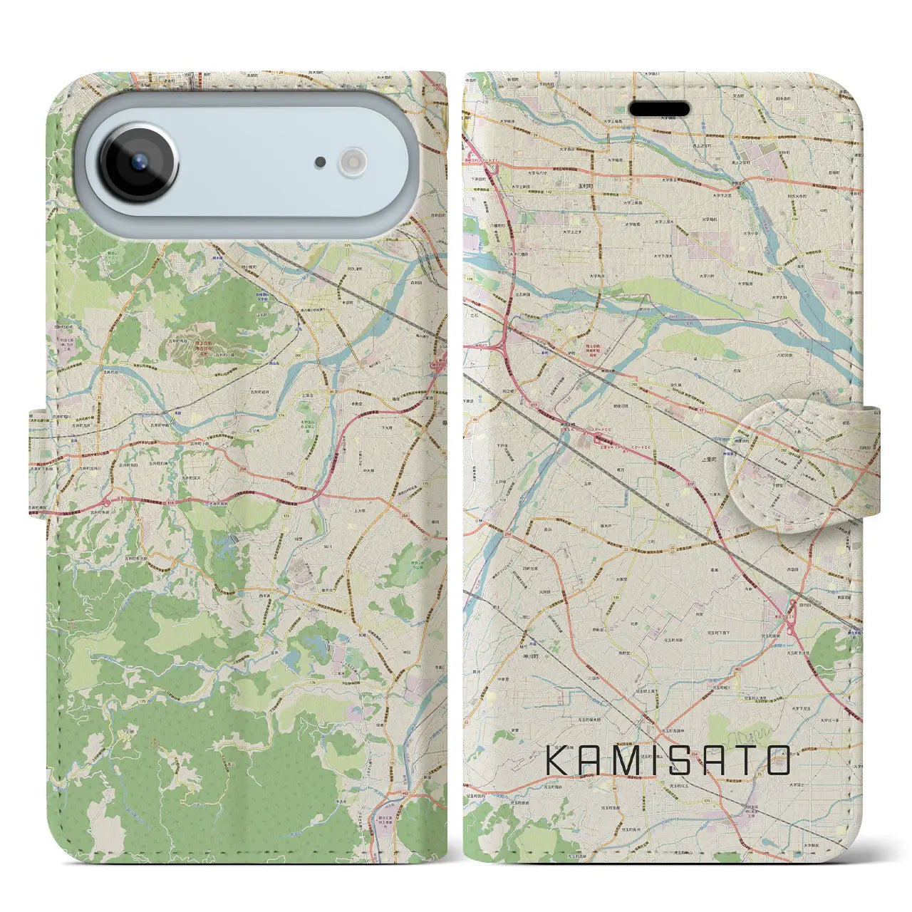 【上里(埼玉県)】地図柄iPhoneケース(手帳タイプ)