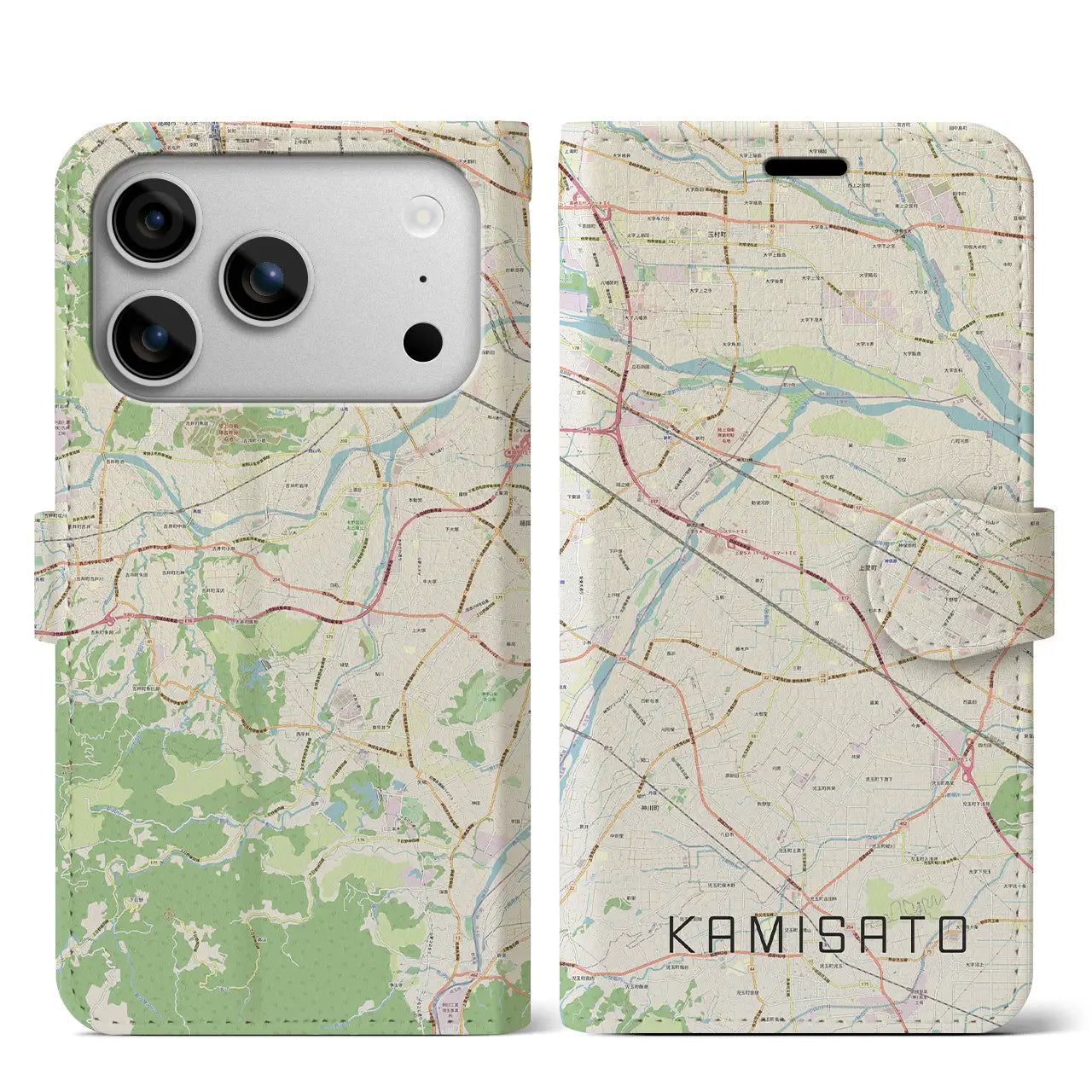 【上里(埼玉県)】地図柄iPhoneケース(手帳タイプ)