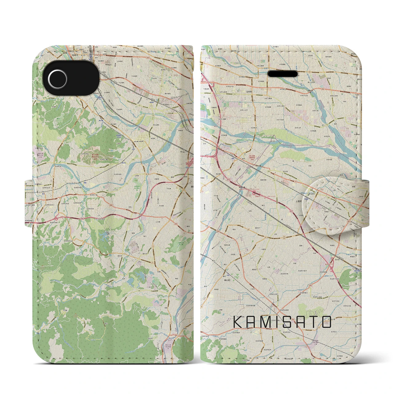 【上里(埼玉県)】地図柄iPhoneケース(手帳タイプ)