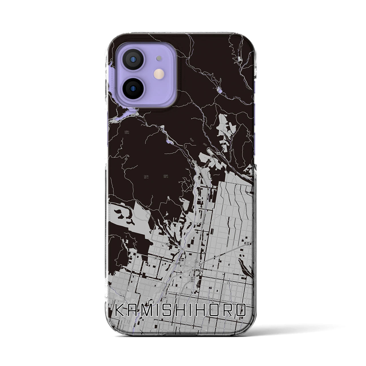 【上士幌(北海道)】地図柄iPhoneケース(クリアタイプ)モノトーン・iPhone 12 / 12 Pro 用
