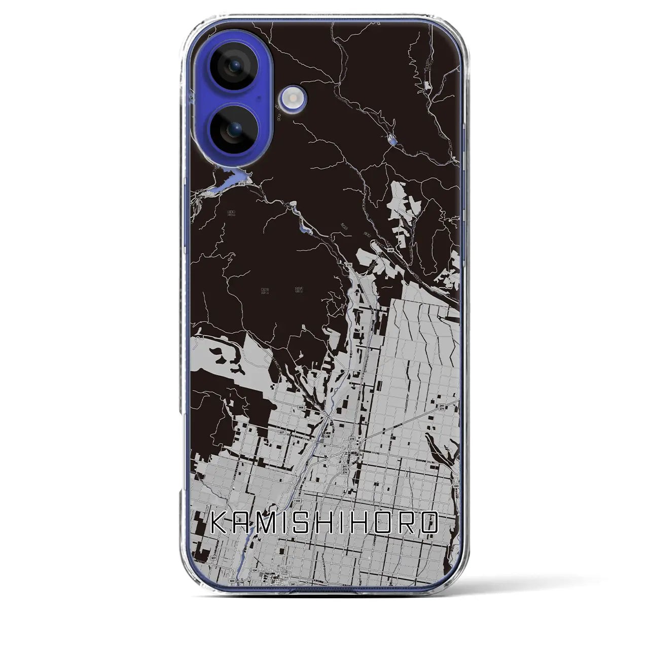【上士幌(北海道)】地図柄iPhoneケース(クリアタイプ)モノトーン・iPhone 16 Pro Max 用