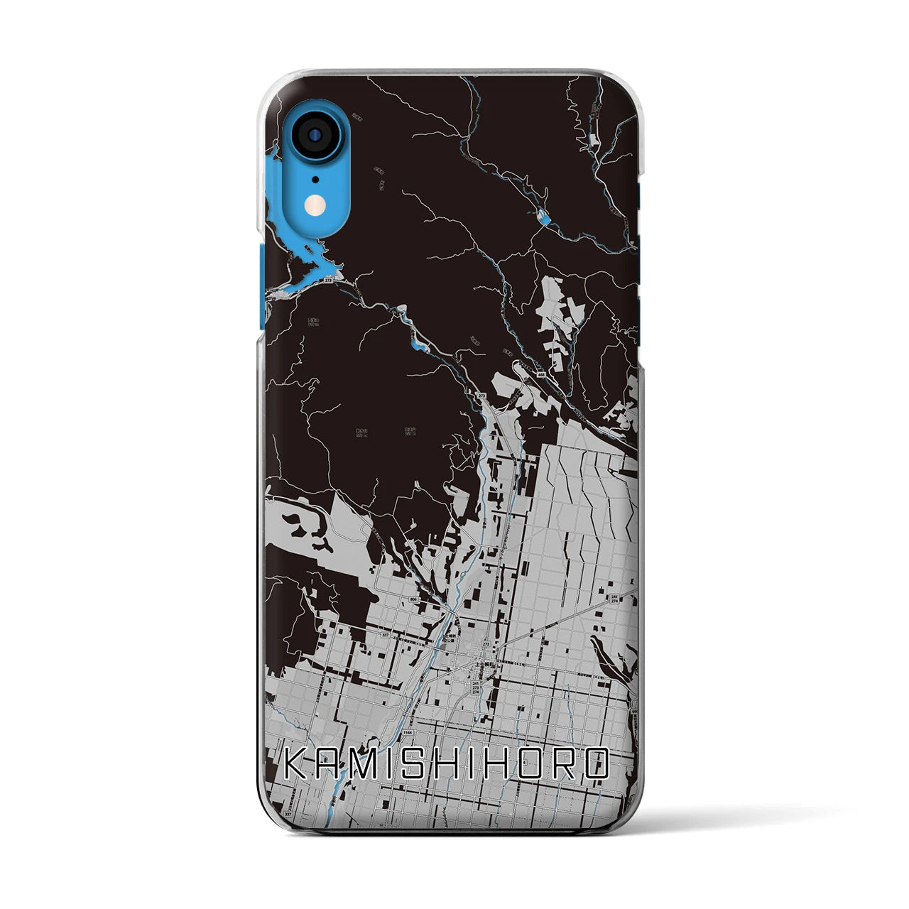 【上士幌(北海道)】地図柄iPhoneケース(クリアタイプ)モノトーン・iPhone XR 用