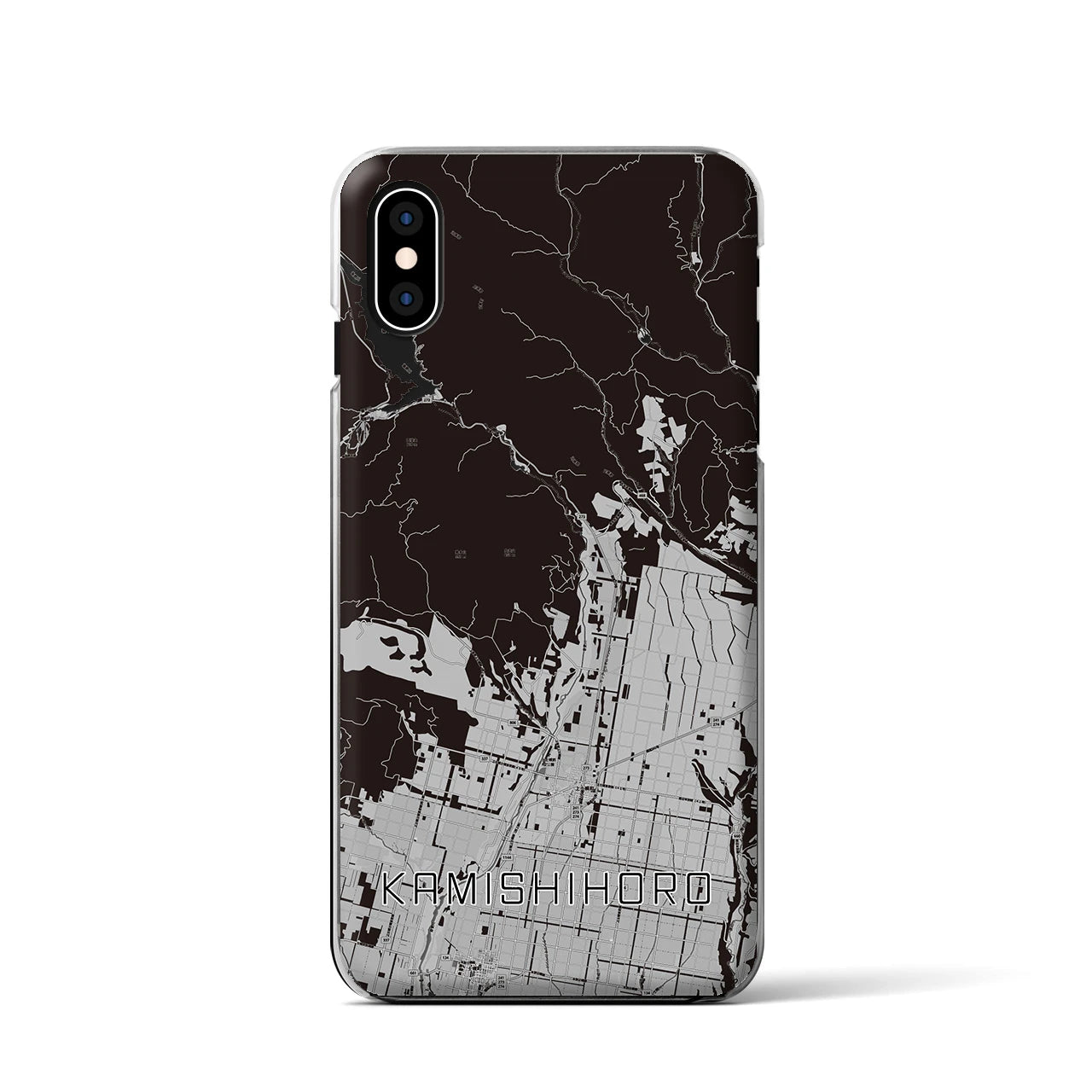 【上士幌(北海道)】地図柄iPhoneケース(クリアタイプ)モノトーン・iPhone XS / X 用