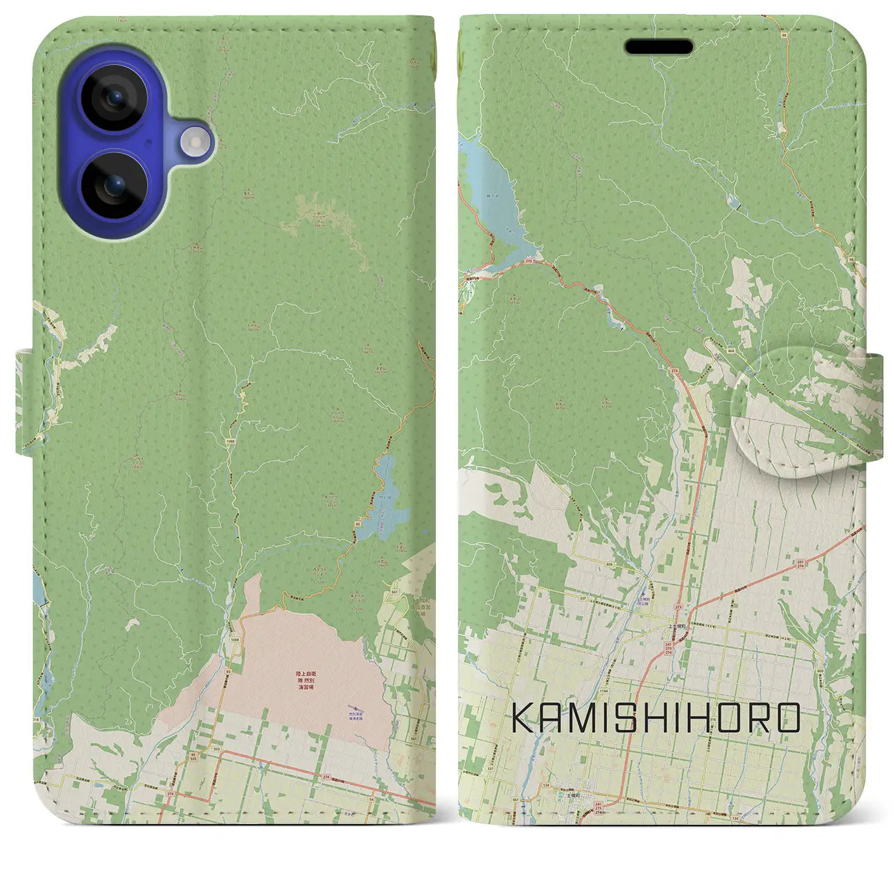 【上士幌(北海道)】地図柄iPhoneケース(手帳タイプ)ナチュラル・iPhone 16 Pro Max 用