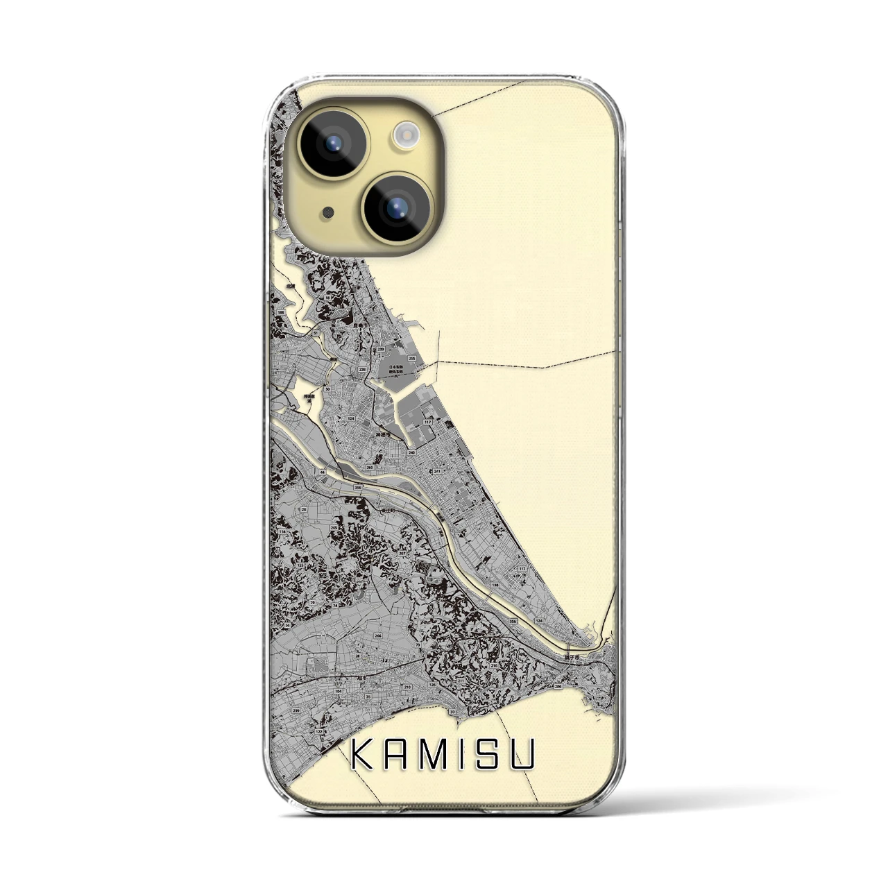 【神栖2(茨城県)】地図柄iPhoneケース(クリアタイプ)