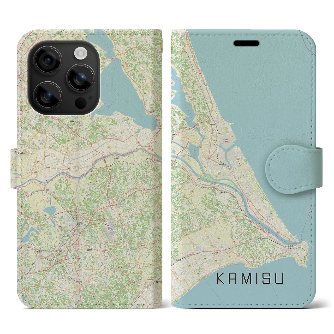 【神栖2(茨城県)】地図柄iPhoneケース(手帳タイプ)ナチュラル・iPhone 16 用