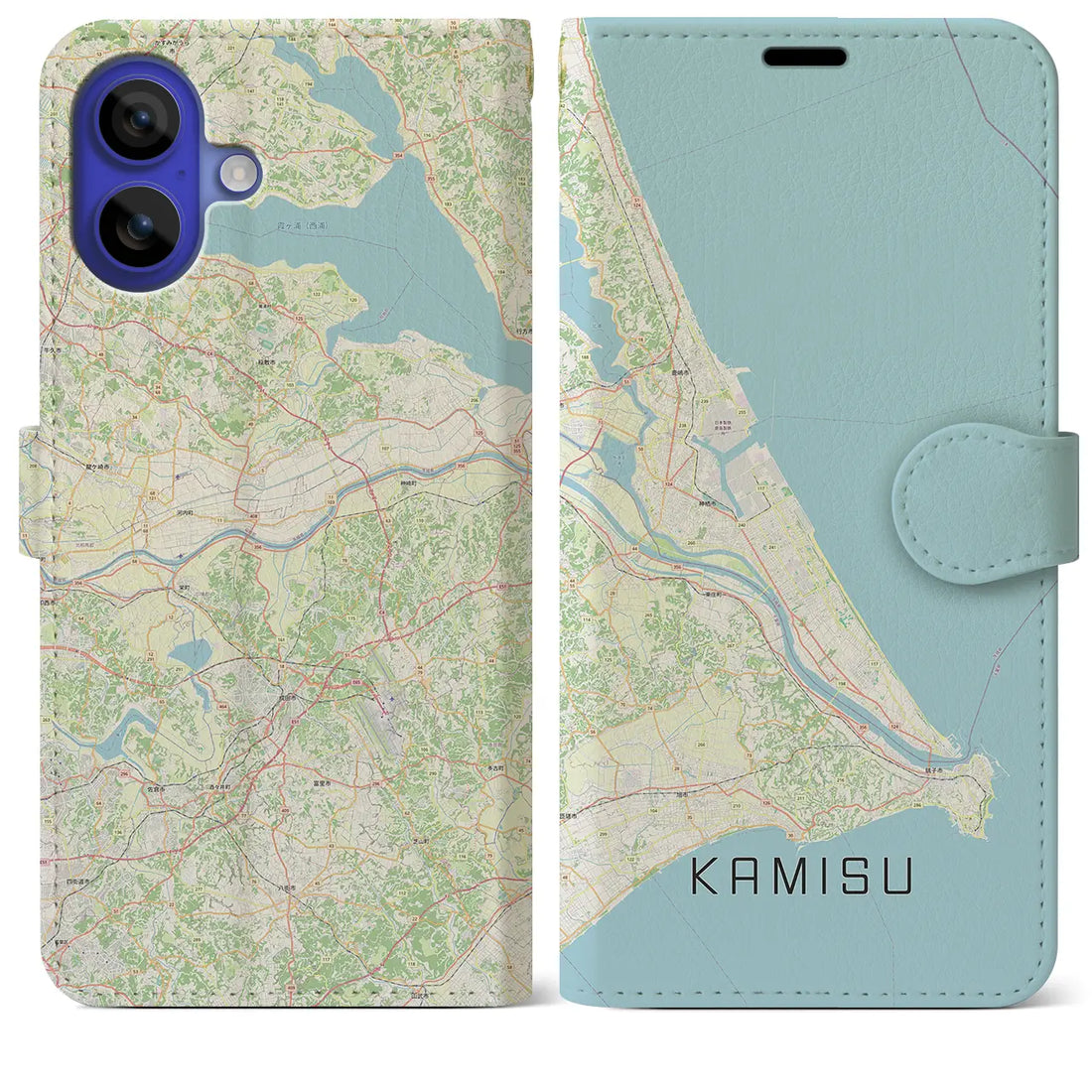 【神栖2(茨城県)】地図柄iPhoneケース(手帳タイプ)ナチュラル・iPhone 16 Pro Max 用