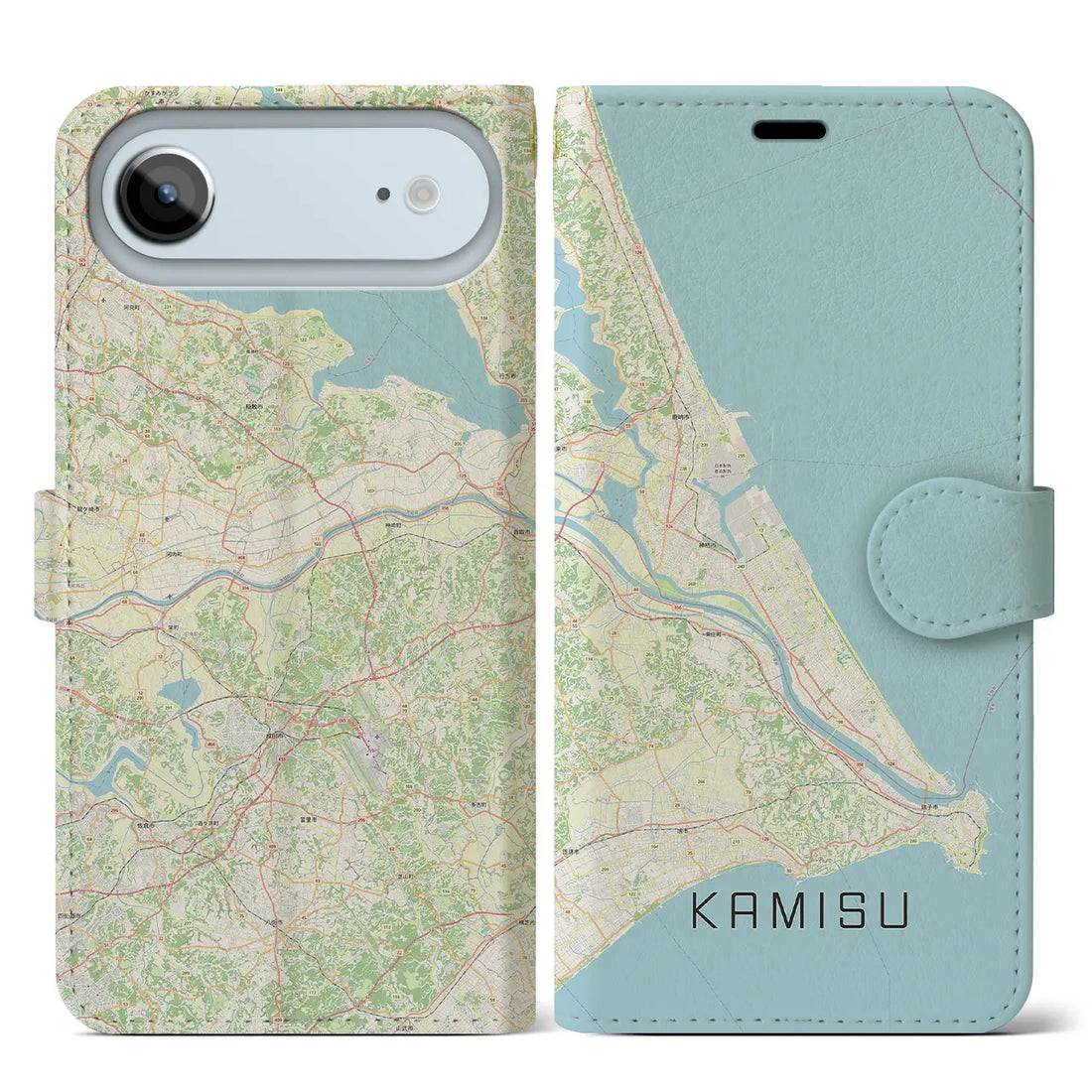 【神栖2(茨城県)】地図柄iPhoneケース(手帳タイプ)ナチュラル・iPhone 17 Pro Max 用