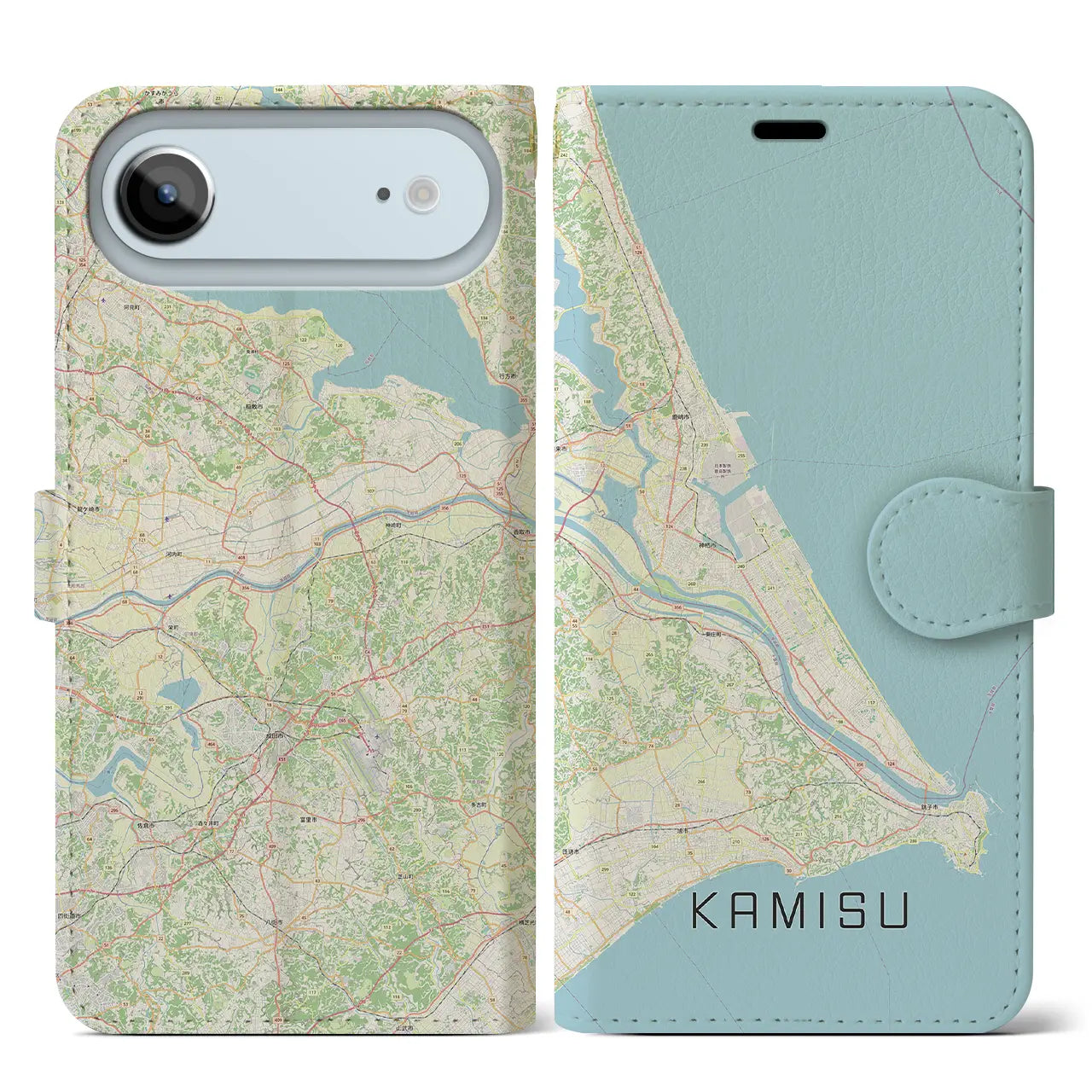 【神栖2(茨城県)】地図柄iPhoneケース(手帳タイプ)ナチュラル・iPhone 17 Pro Max 用