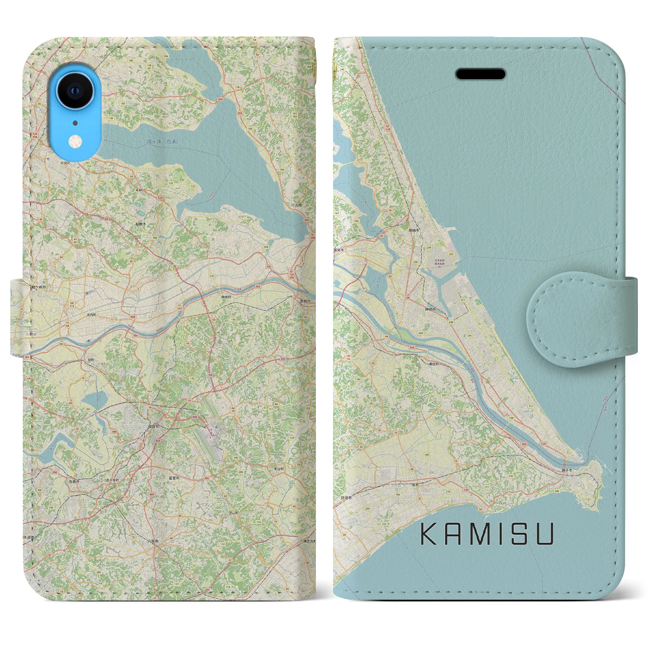 【神栖2(茨城県)】地図柄iPhoneケース(手帳タイプ)ナチュラル・iPhone XR 用