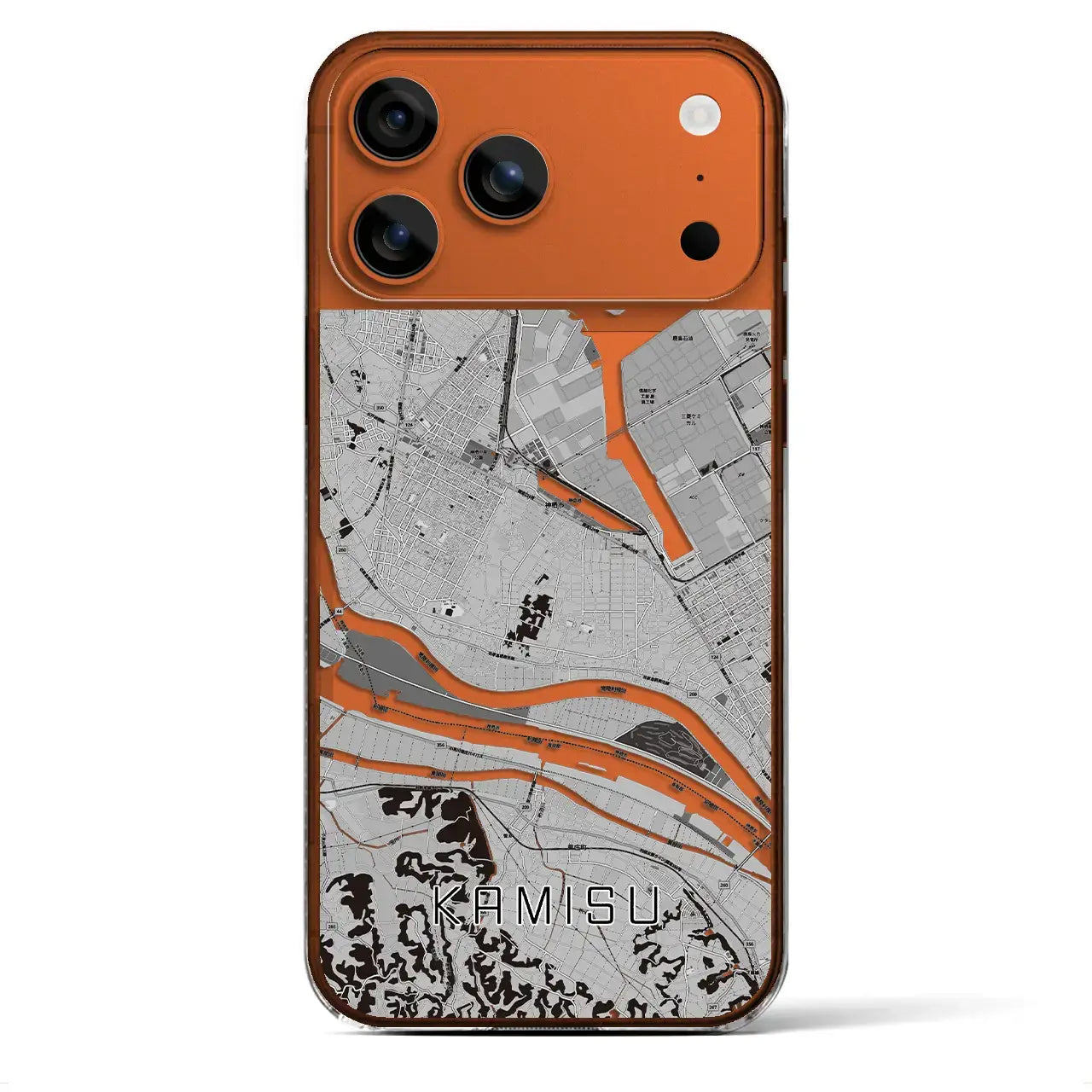 【神栖(茨城県)】地図柄iPhoneケース(クリアタイプ)モノトーン・iPhone 17 Pro Max 用