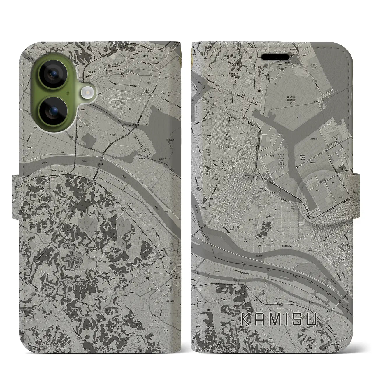 【神栖(茨城県)】地図柄iPhoneケース(手帳タイプ)