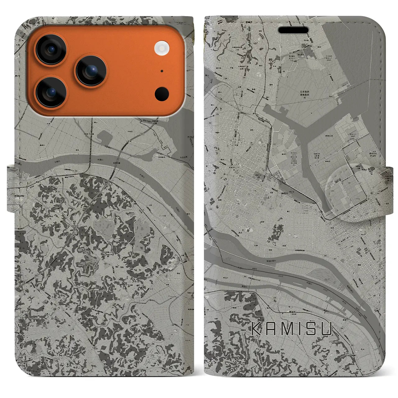 【神栖(茨城県)】地図柄iPhoneケース(手帳タイプ)